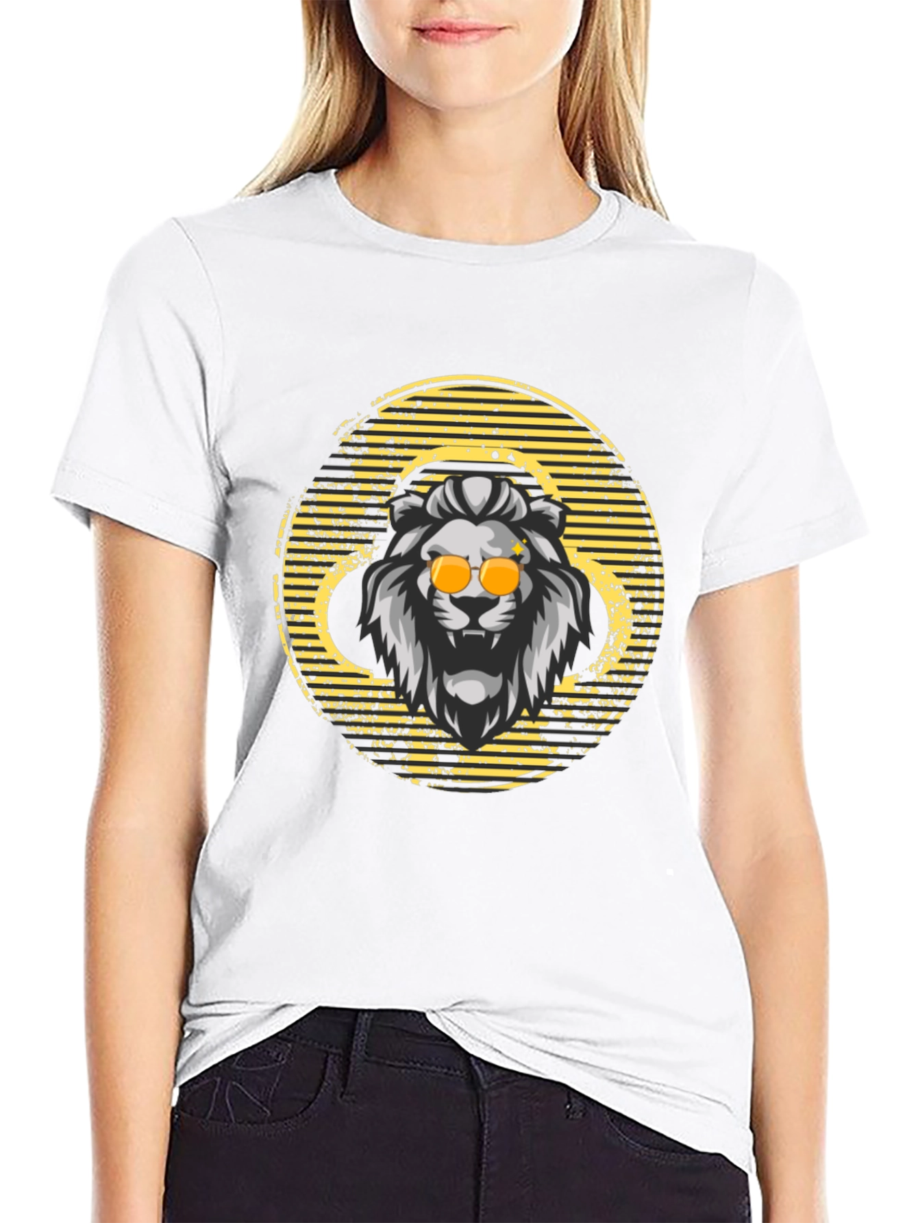 Black Cool Lion Graphic Tee view 9