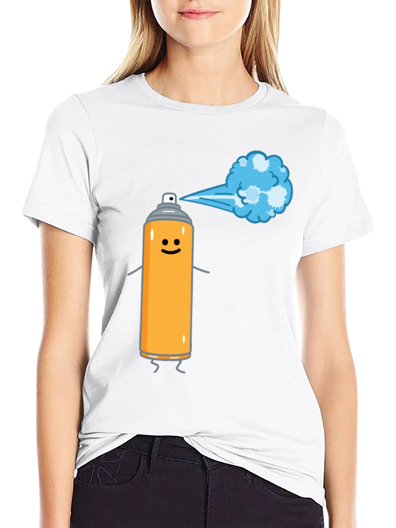 Black Funny Spray Paint Graphic Tee view 9