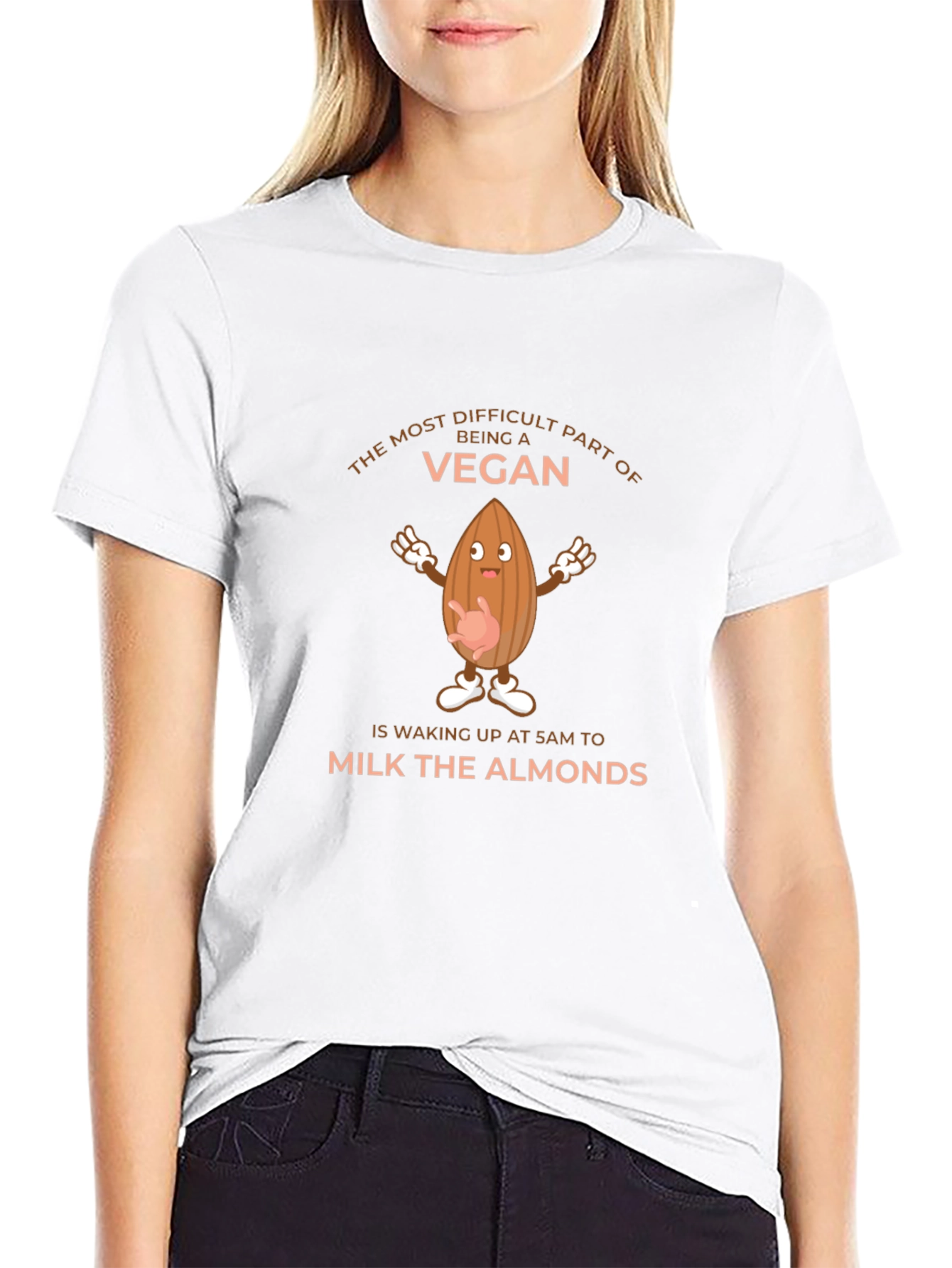 Black Funny Vegan T-Shirt - Milk the Almonds Tee view 9
