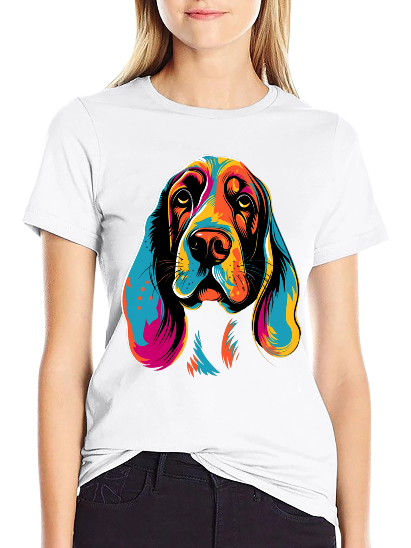 Black Vibrant Dog Graphic T-Shirt view 9