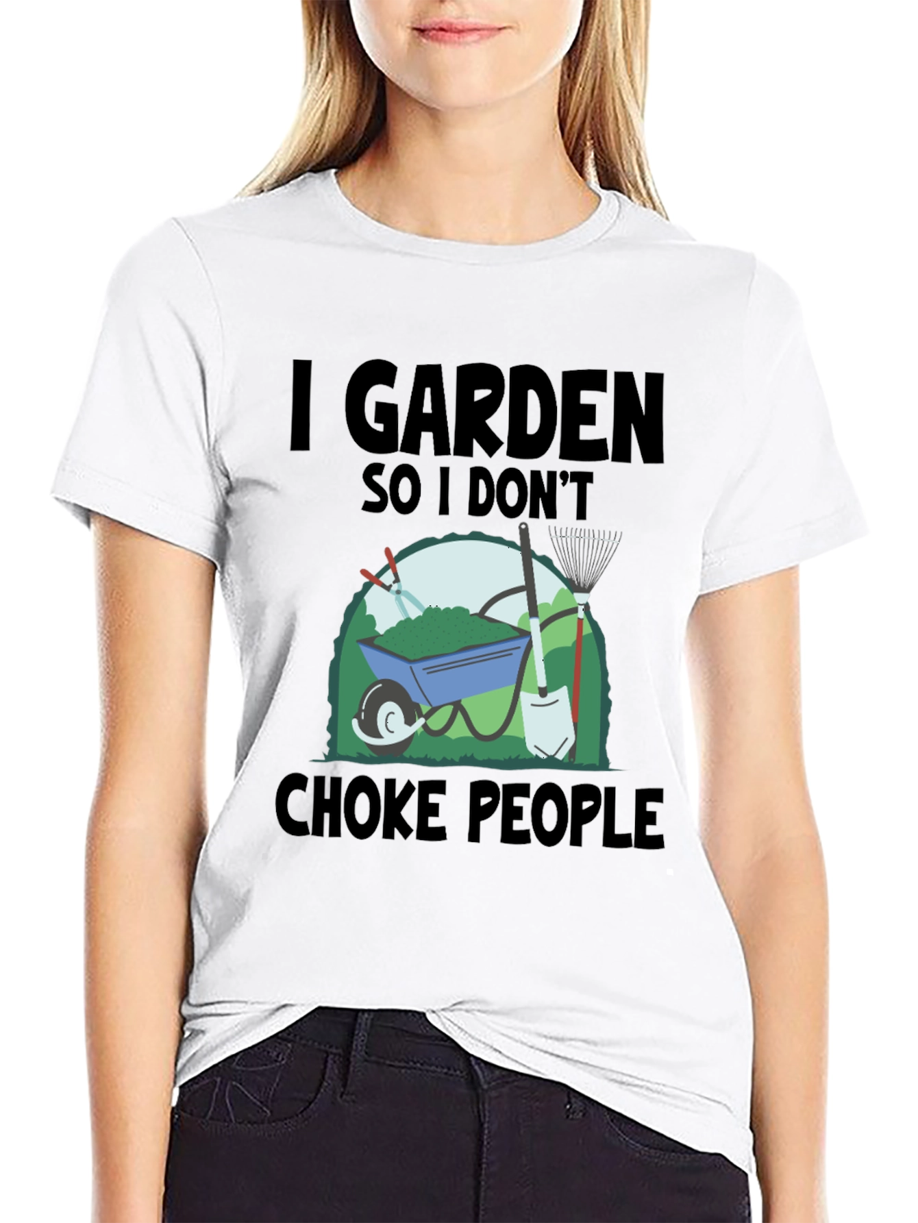 Black I Garden So I Don't Choke People T-Shirt view 9