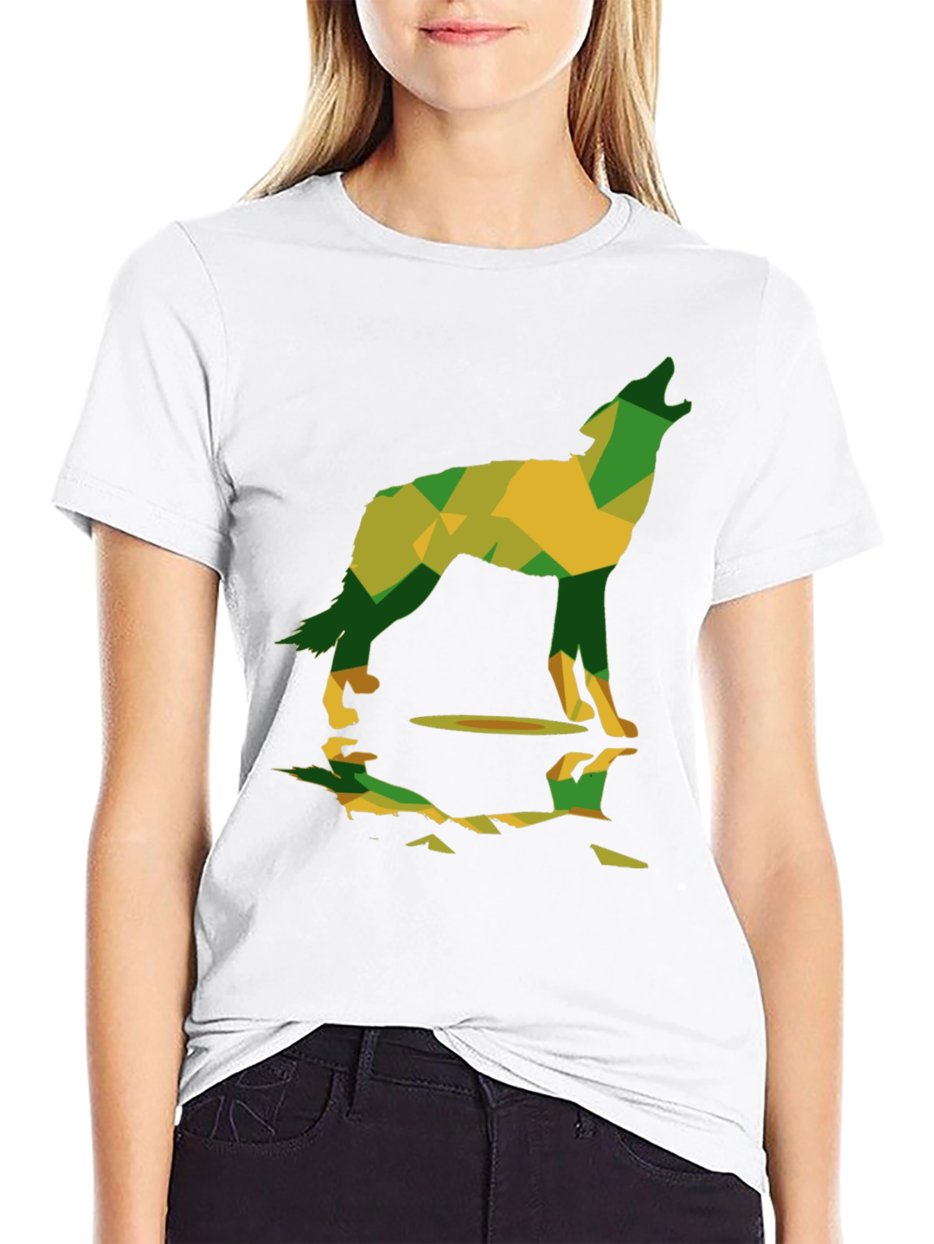 Black Geometric Wolf Graphic Tee - Men's Black T-Shirt view 9