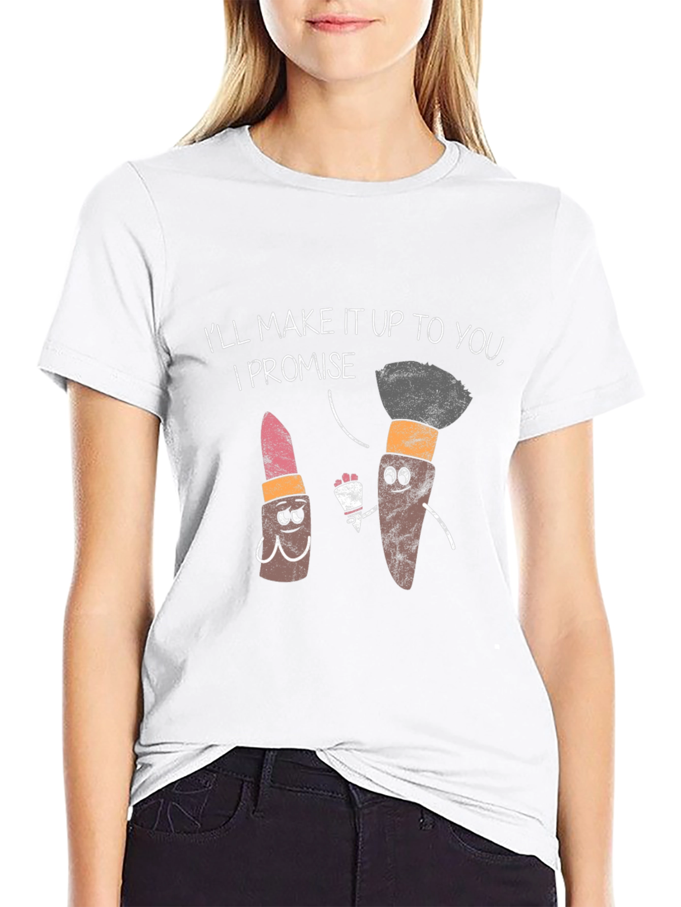 Black Makeup Pun T-Shirt - "I'll Make It Up To You" view 9