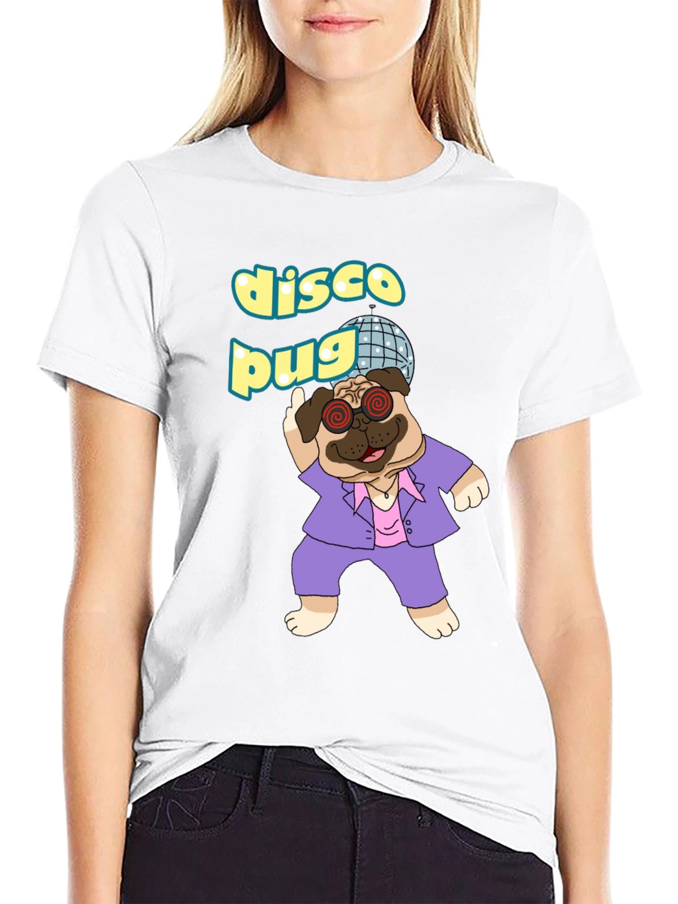 Black Disco Pug Graphic T-Shirt - Groovy Style view 9