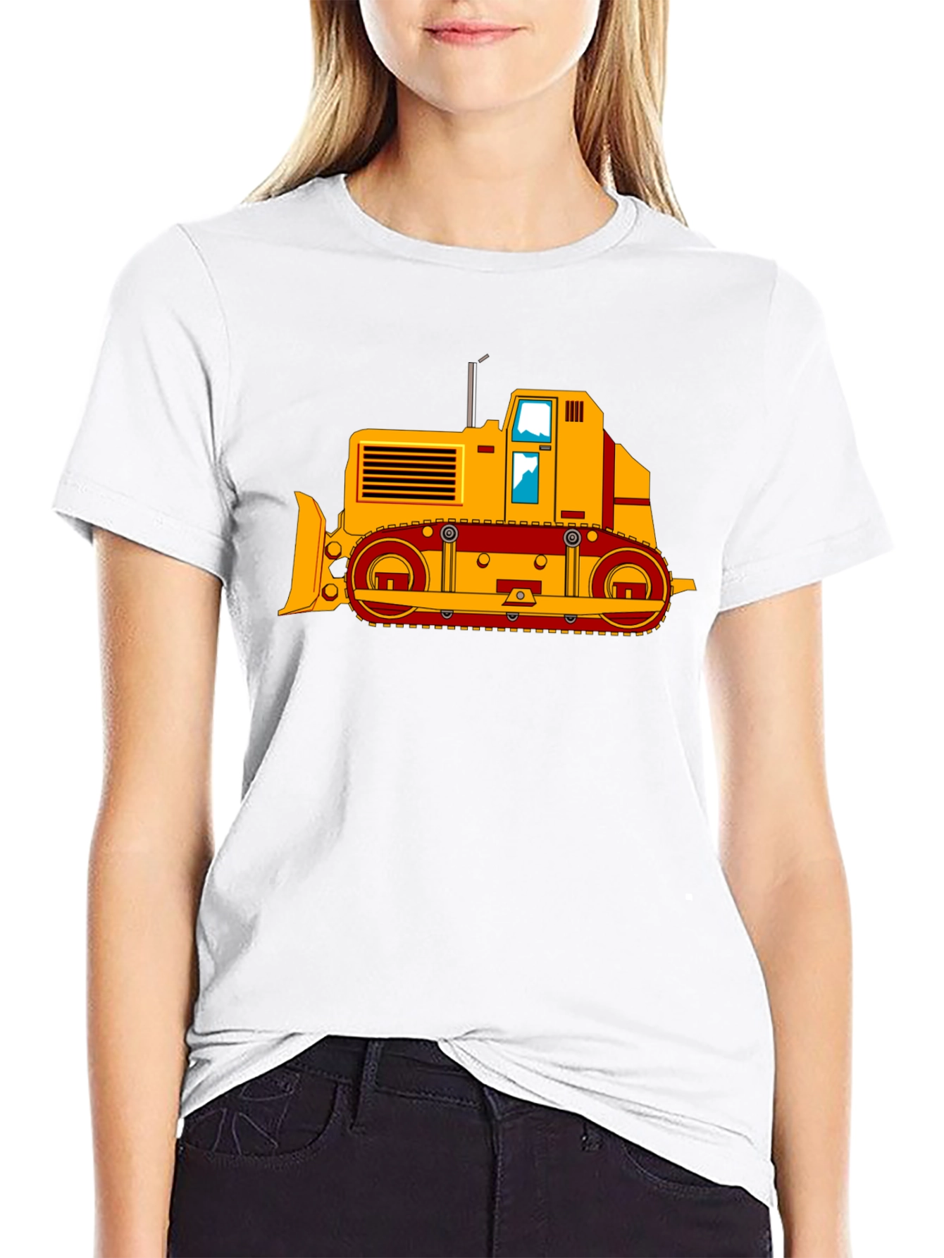 Black Bulldozer Graphic Tee - Black Cotton T-Shirt view 9