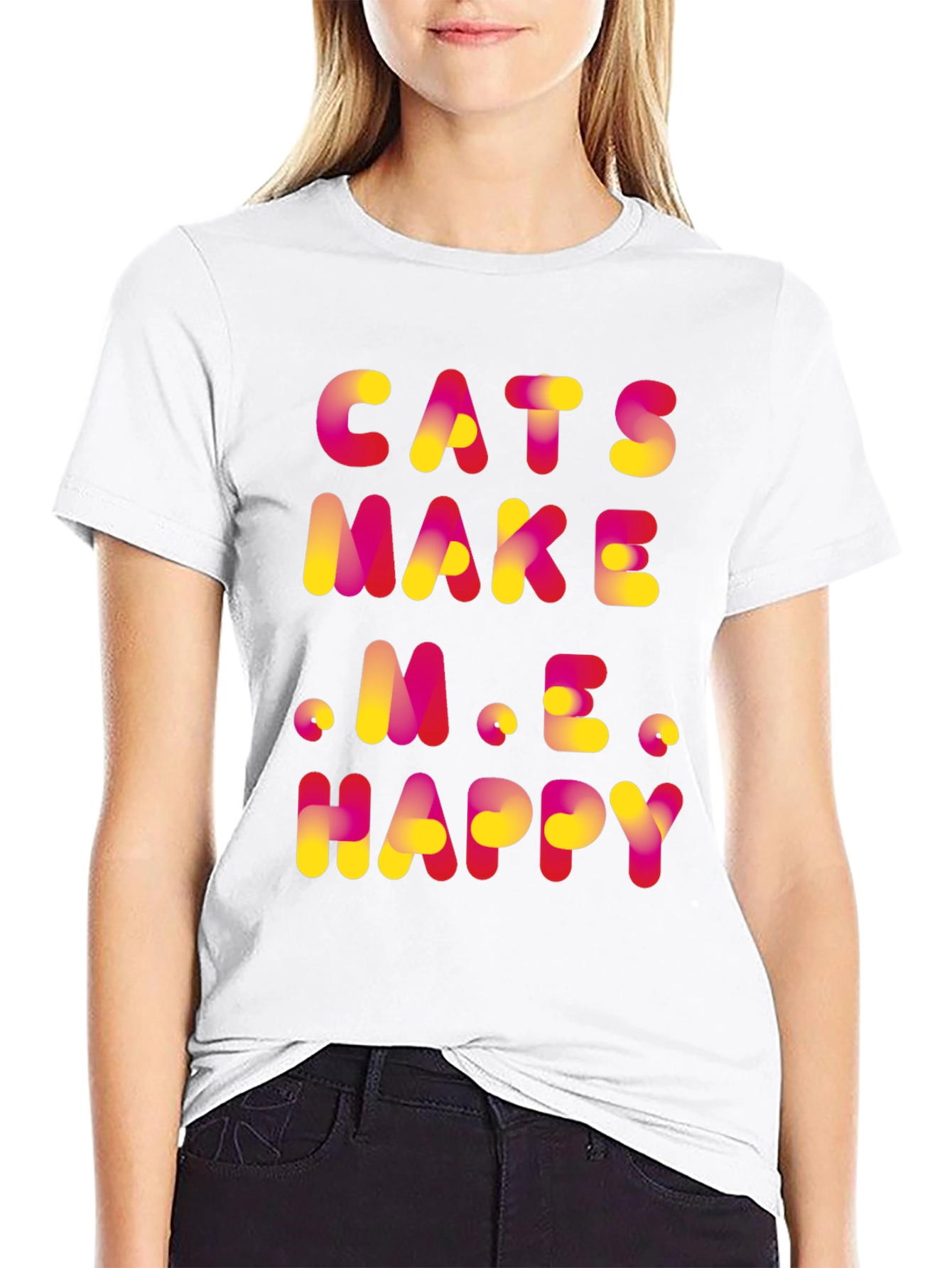 Black Cats Make Me Happy Graphic T-Shirt view 9