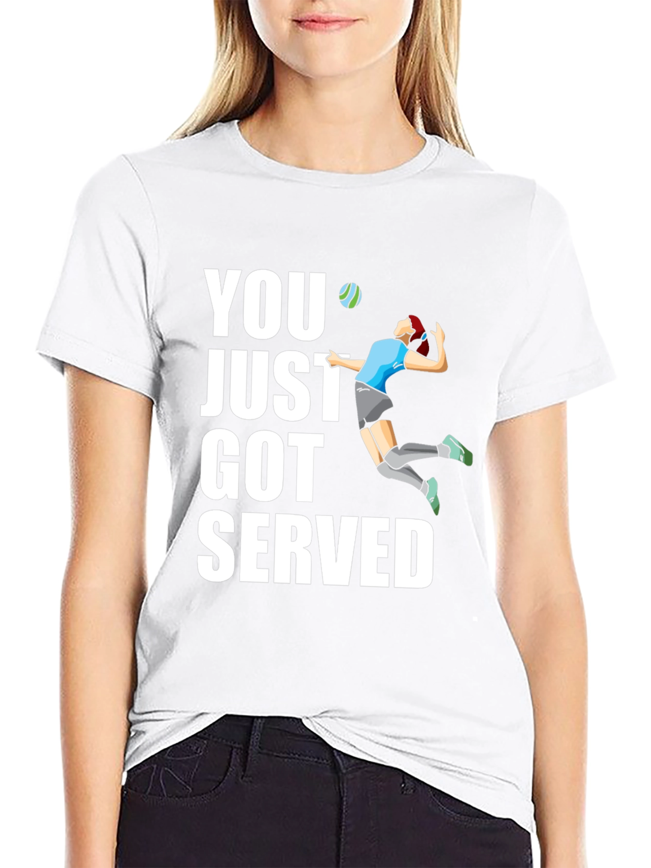 Black Volleyball Serve Graphic T-Shirt view 9