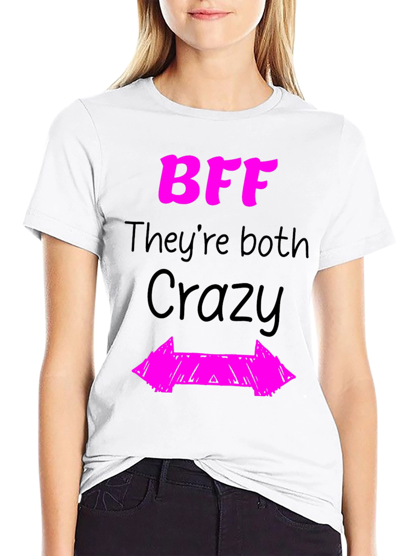 Black BFF They're Both Crazy Graphic Novelty T-Shirt view 9
