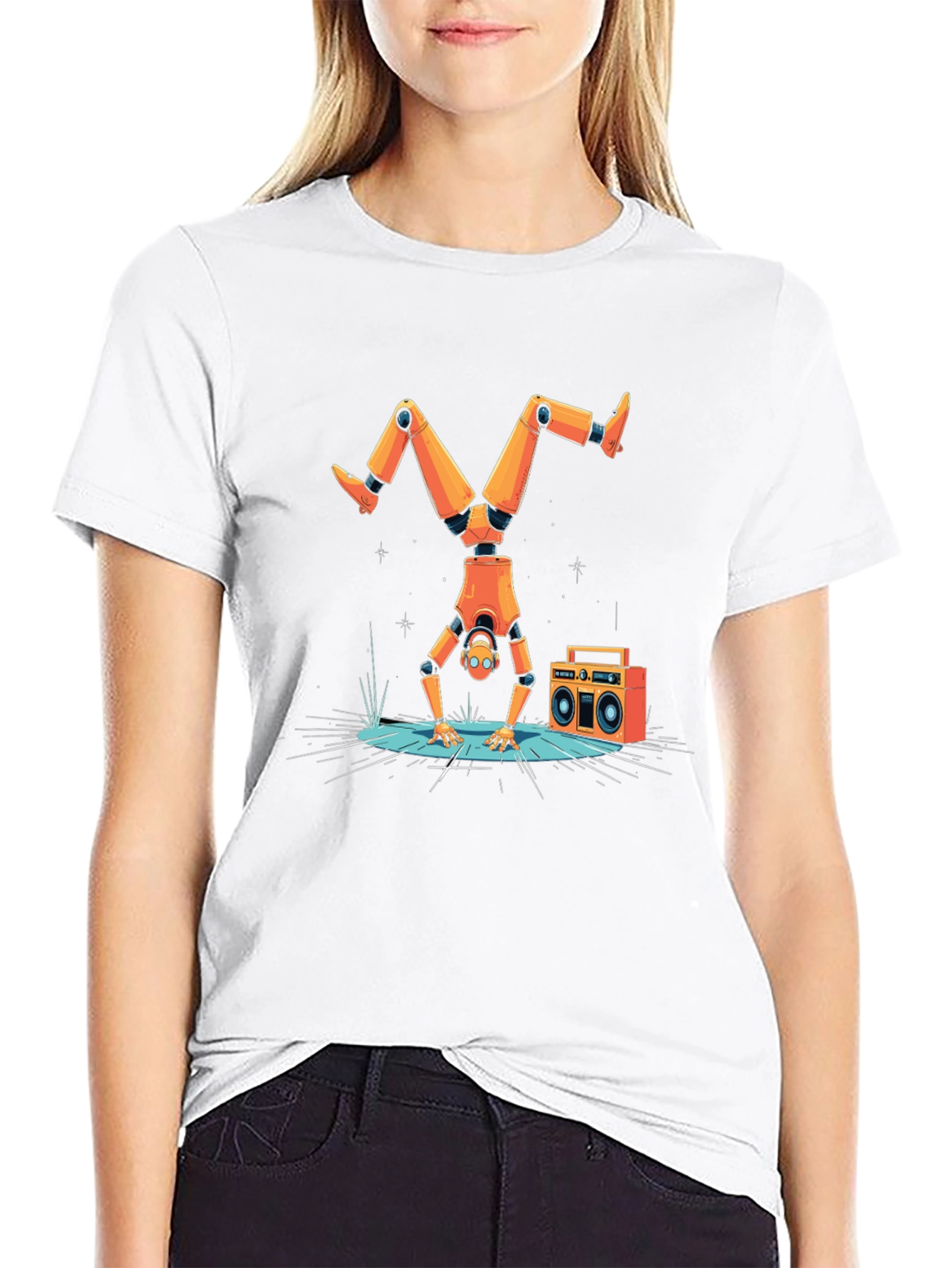 Black Robot Handstand T-Shirt view 9