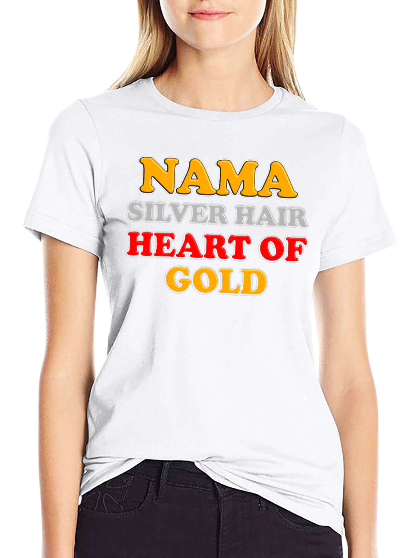 Black Nama Silver Hair Heart of Gold Novelty T-Shirt view 9