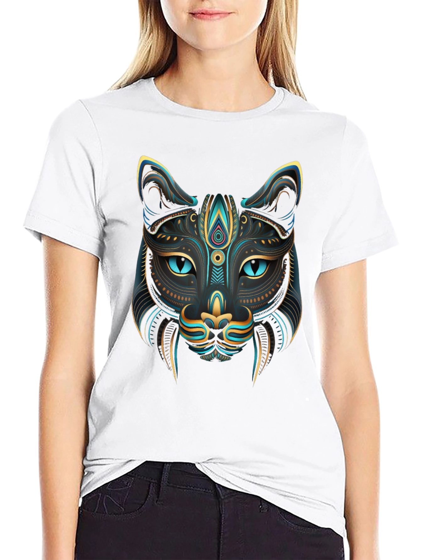 Black Mystic Cat Graphic Tee - Stylish Men's T-Shirt view 9