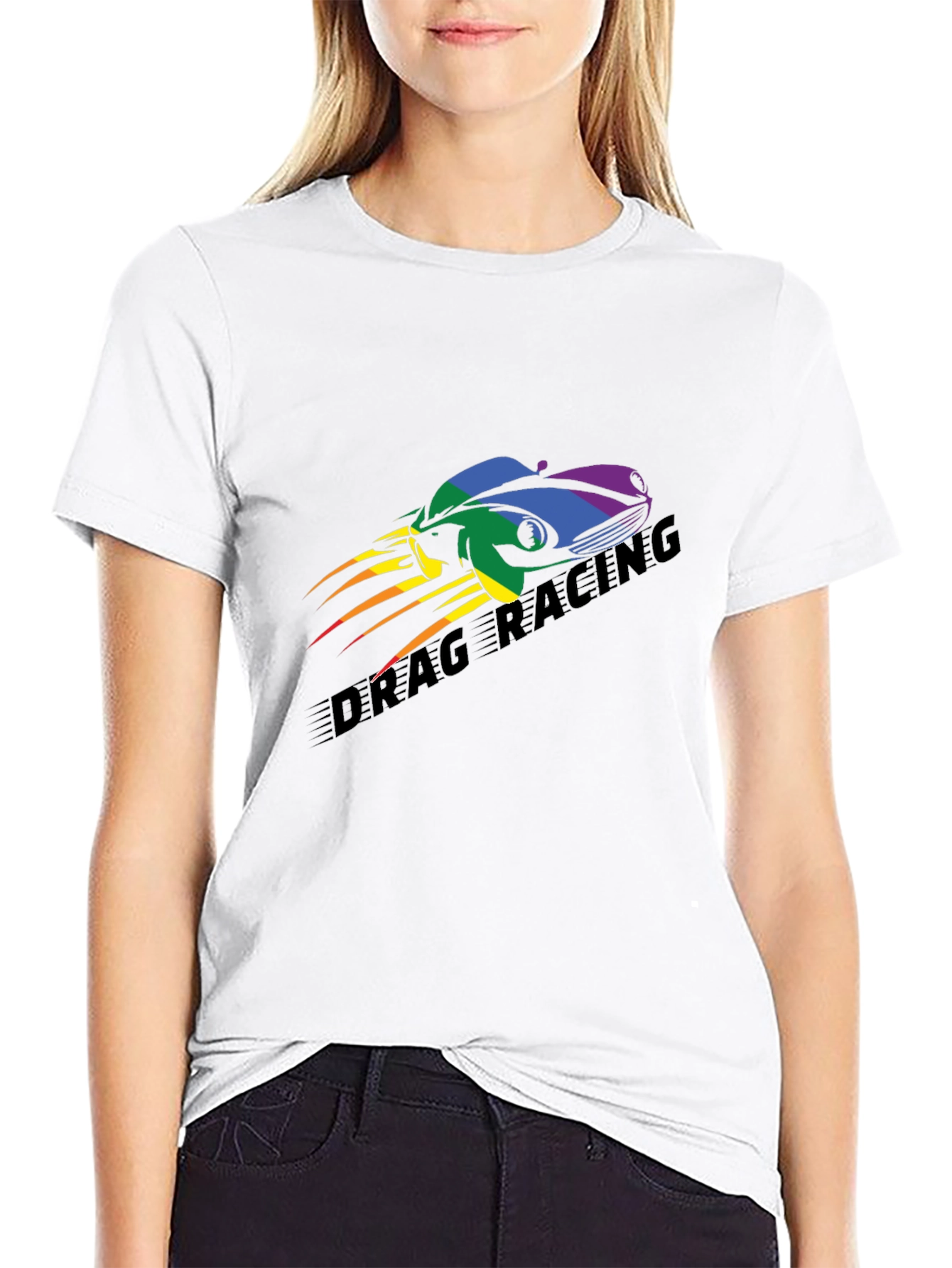 Black Drag Racing Pride T-Shirt - Black, Car Design view 9
