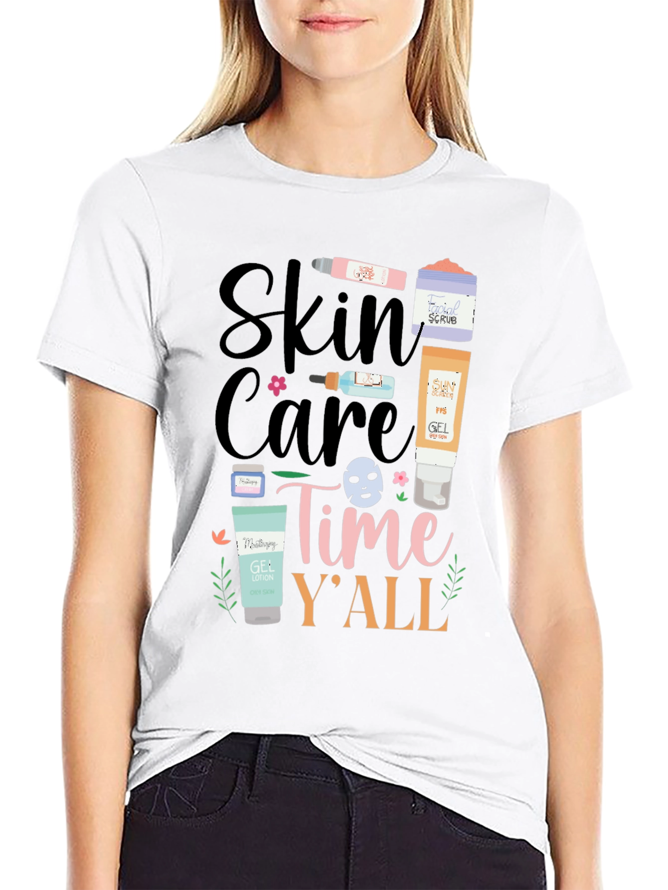 Black Skin Care Time Y'All T-Shirt - Beauty and Relaxation Tee view 9