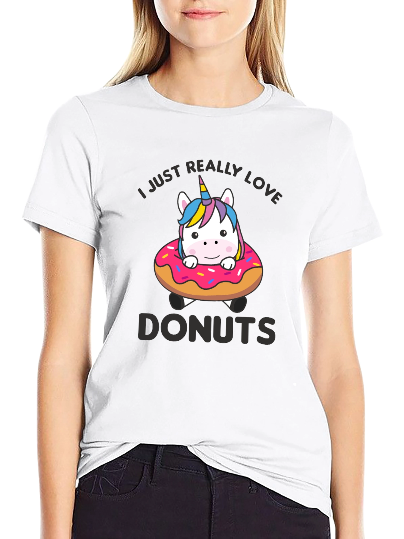Black Unicorn Donut T-Shirt - I Love Donuts Graphic Tee view 9