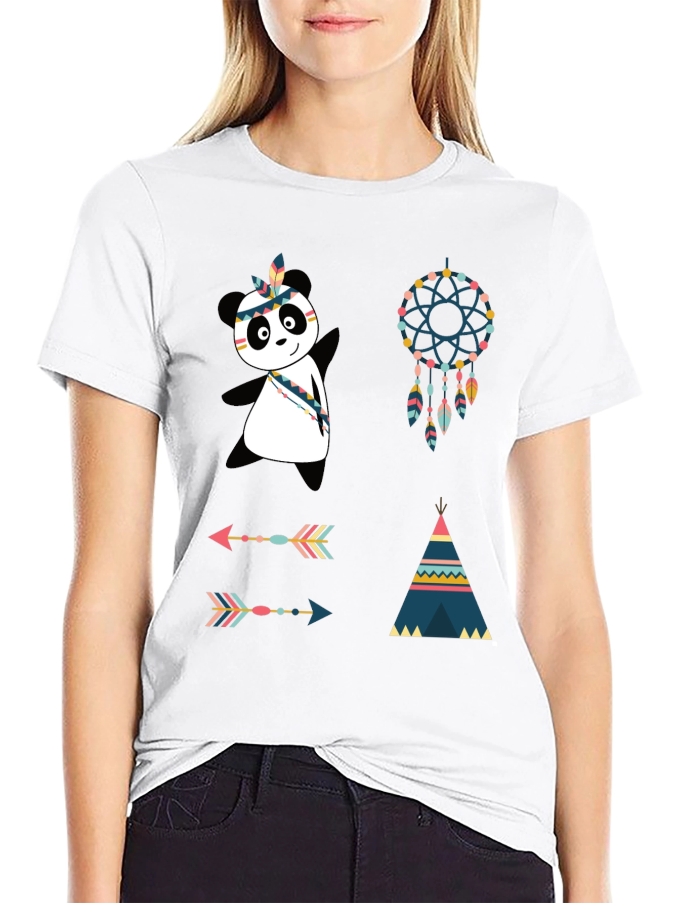 Black Tribal Panda Graphic Tee view 9