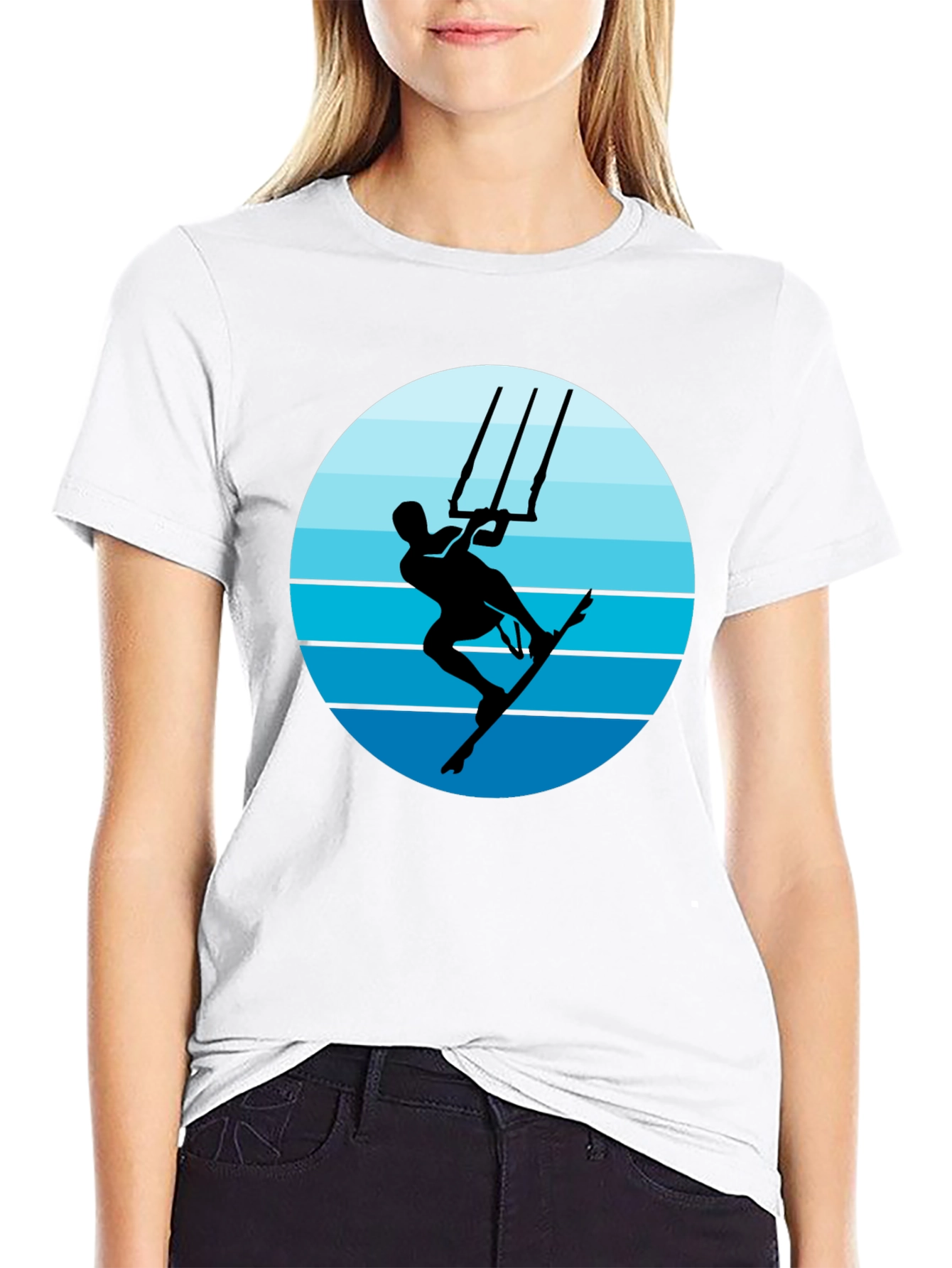 Black Kitesurfing Graphic T-Shirt - Black Cotton Tee view 9