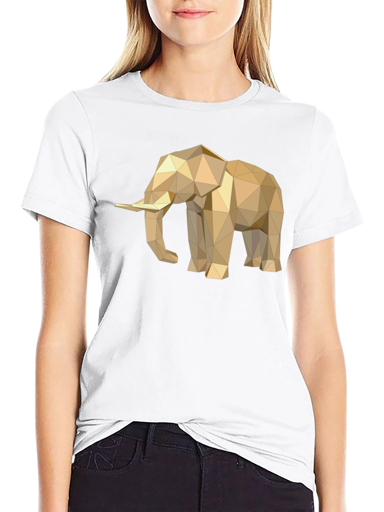 Black Geometric Elephant Tee - Modern Minimalist Design view 9