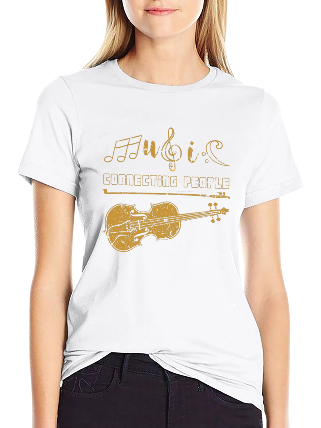 Black Music Connecting People Violin Graphic Tee view 9