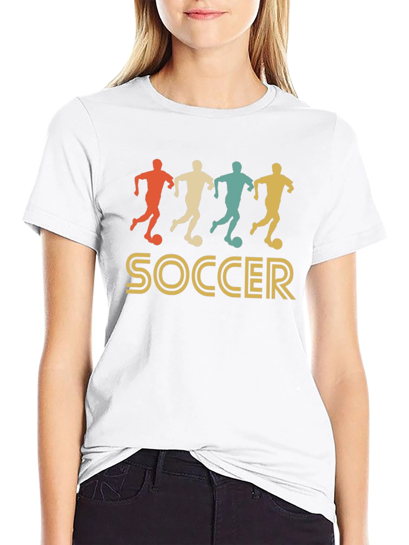 Black Retro Soccer T-Shirt - Vintage Style Tee view 9