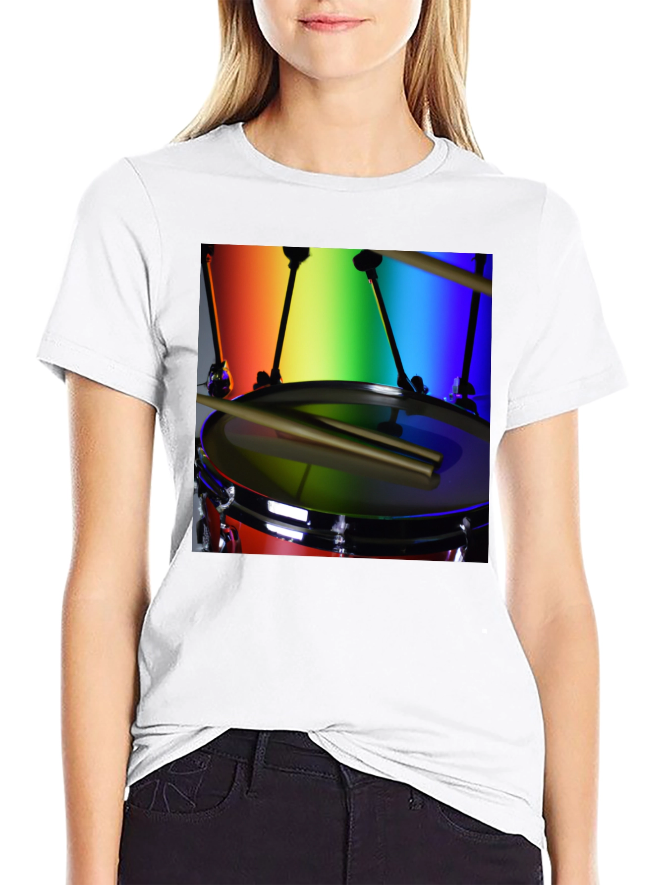 Black Rainbow Drummer T-Shirt - Music Lover Tee view 9