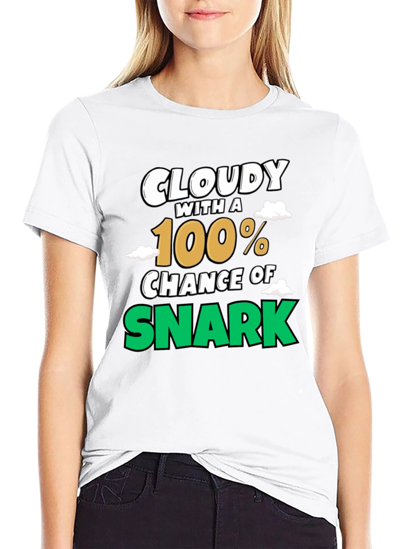 Black Cloudy with a 100% Chance of Snark Graphic Tee view 9