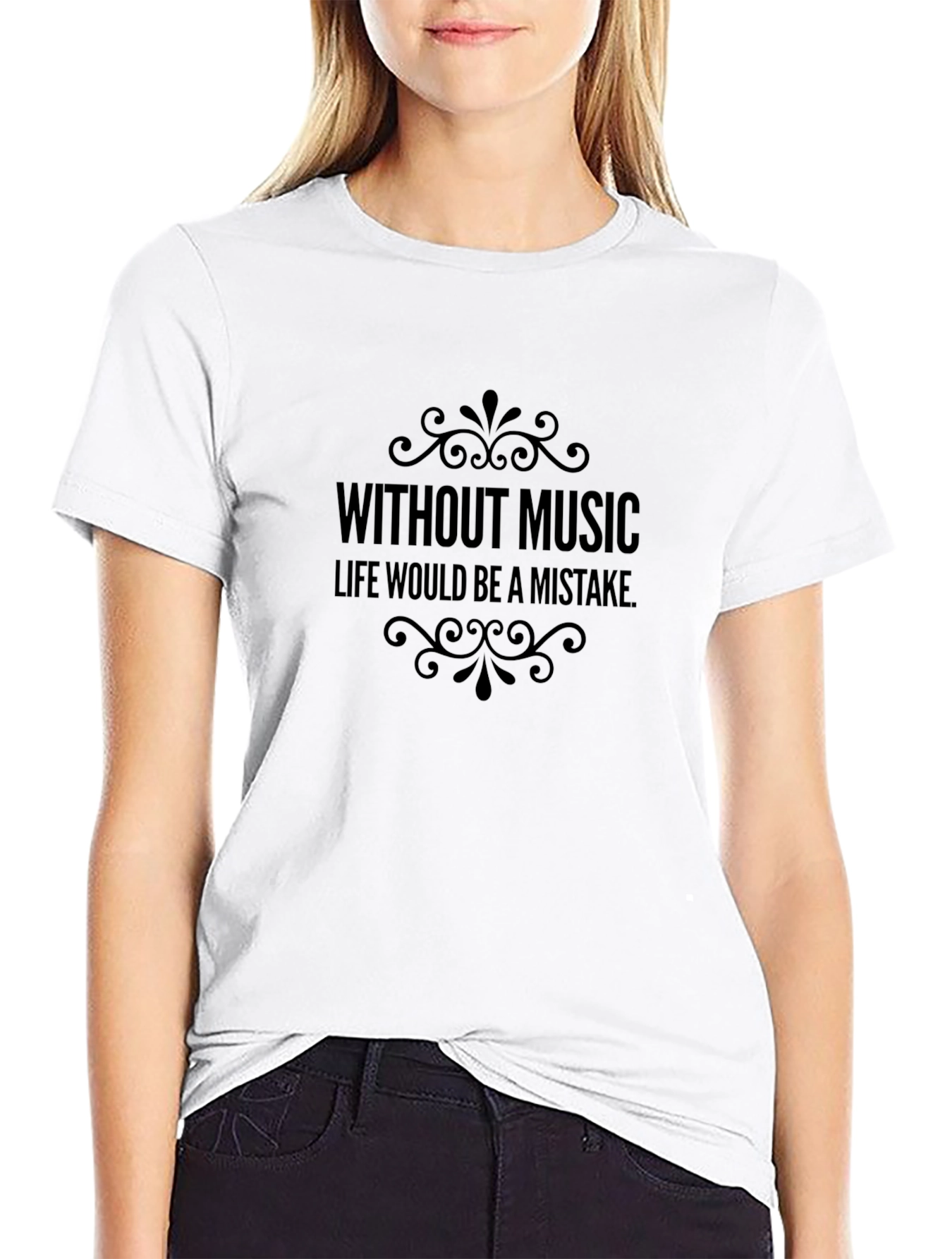 Black Without Music T-Shirt - Life Quote Tee view 9