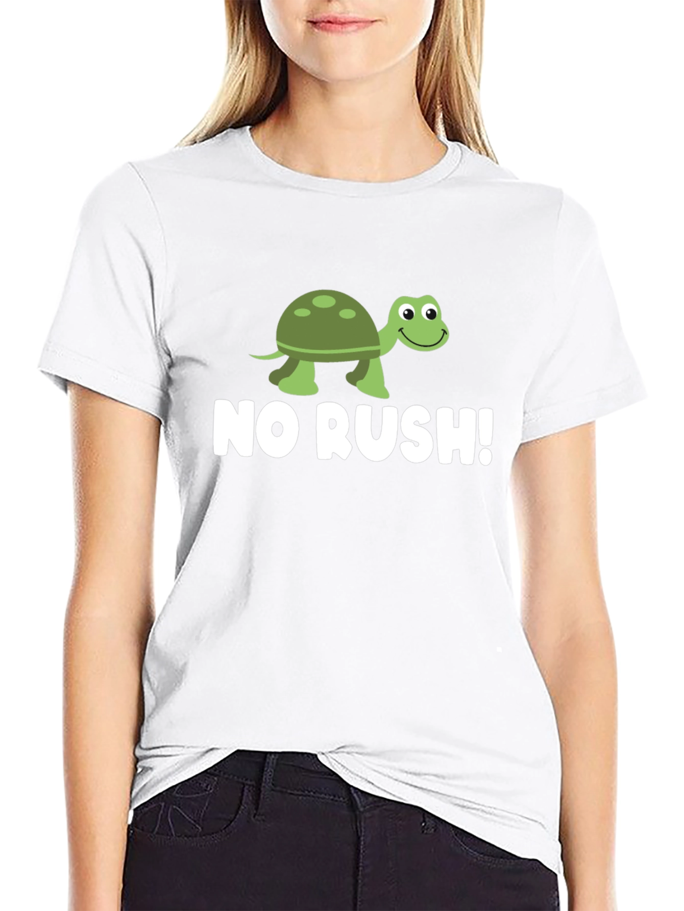 Black Funny Turtle No Rush T-Shirt view 9
