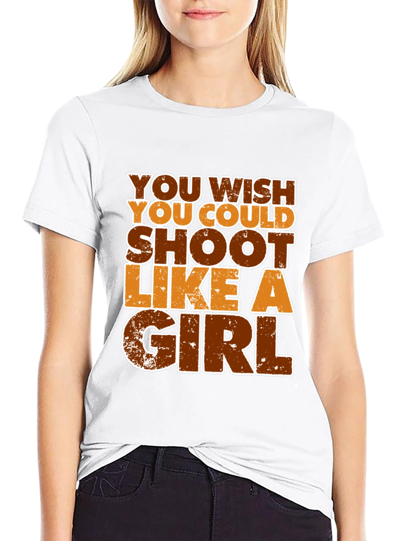 Black You Wish You Could Shoot Like A Girl Graphic T-Shirt view 9