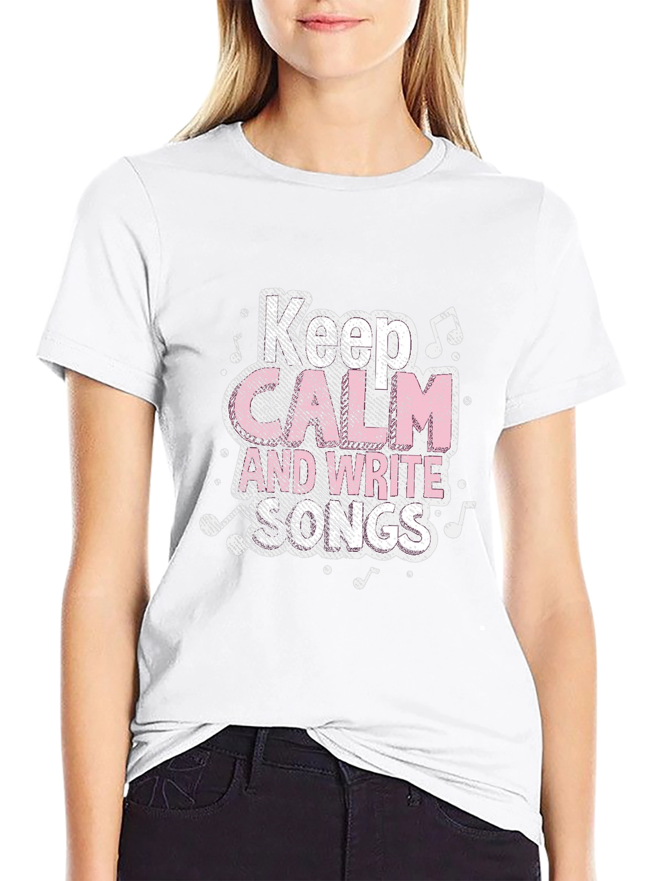Black Keep Calm and Write Songs Black T-Shirt view 9
