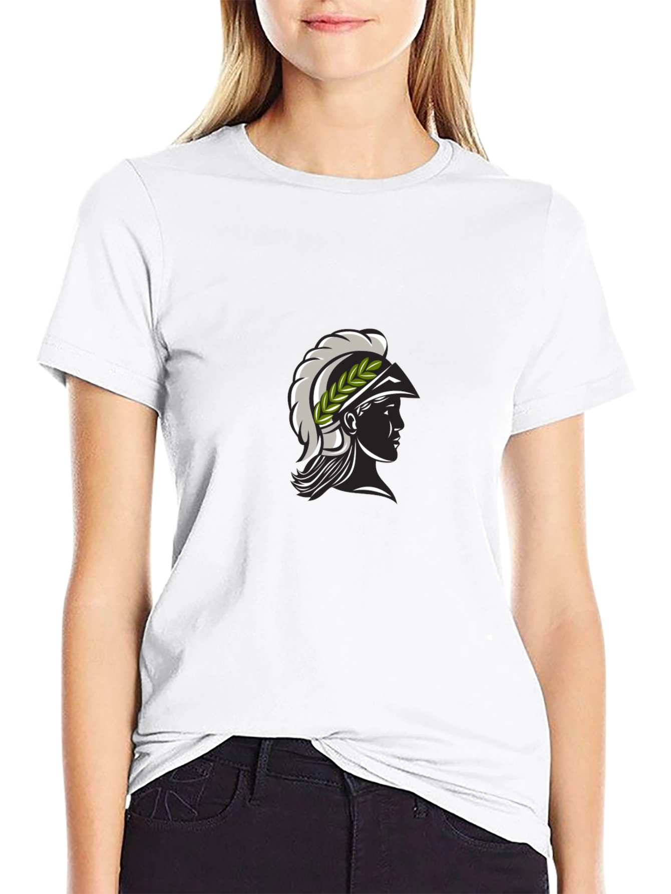 Black Black Tee with Spartan Warrior Design view 9