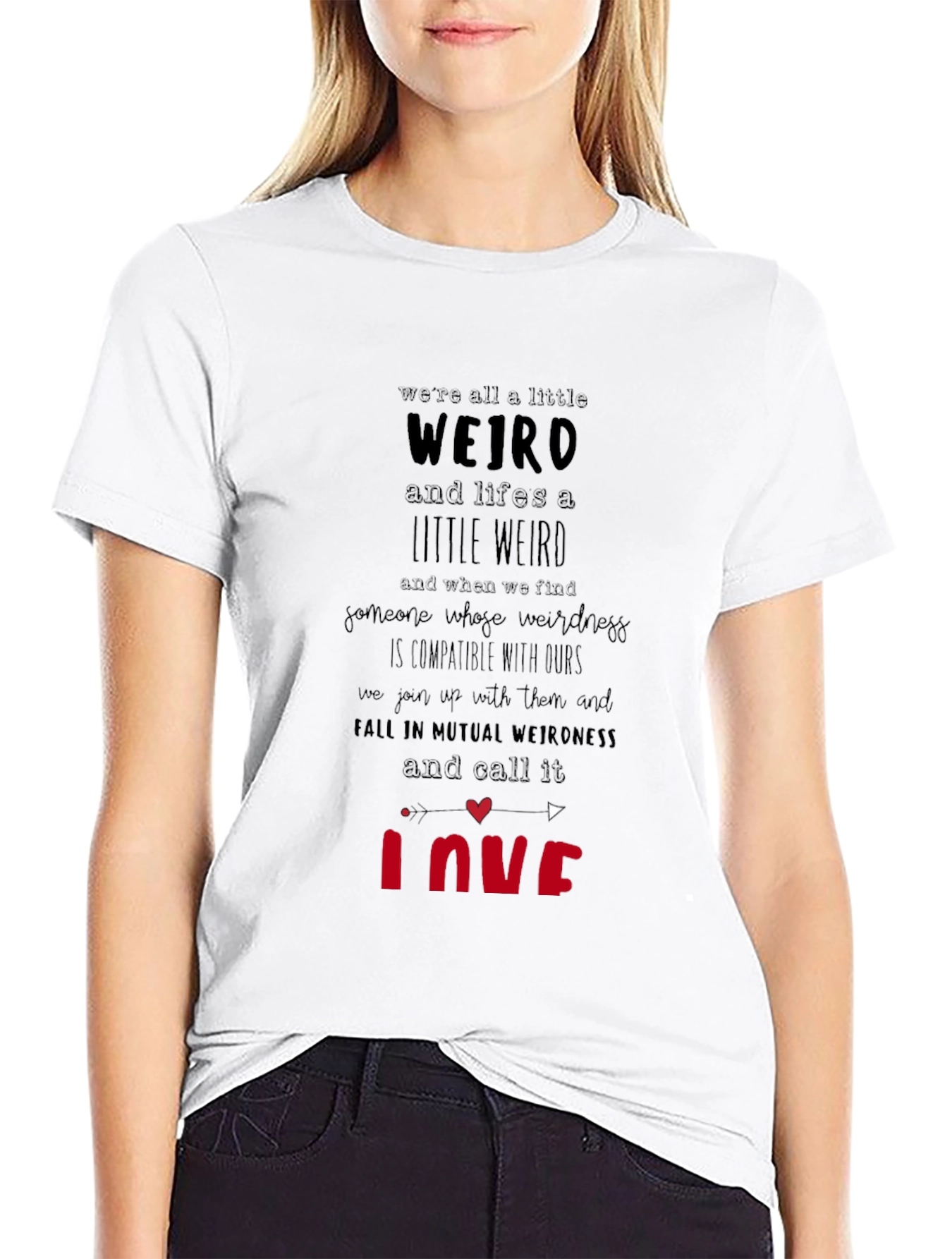 Black Weird Love T-Shirt - Unique Graphic Tee view 9