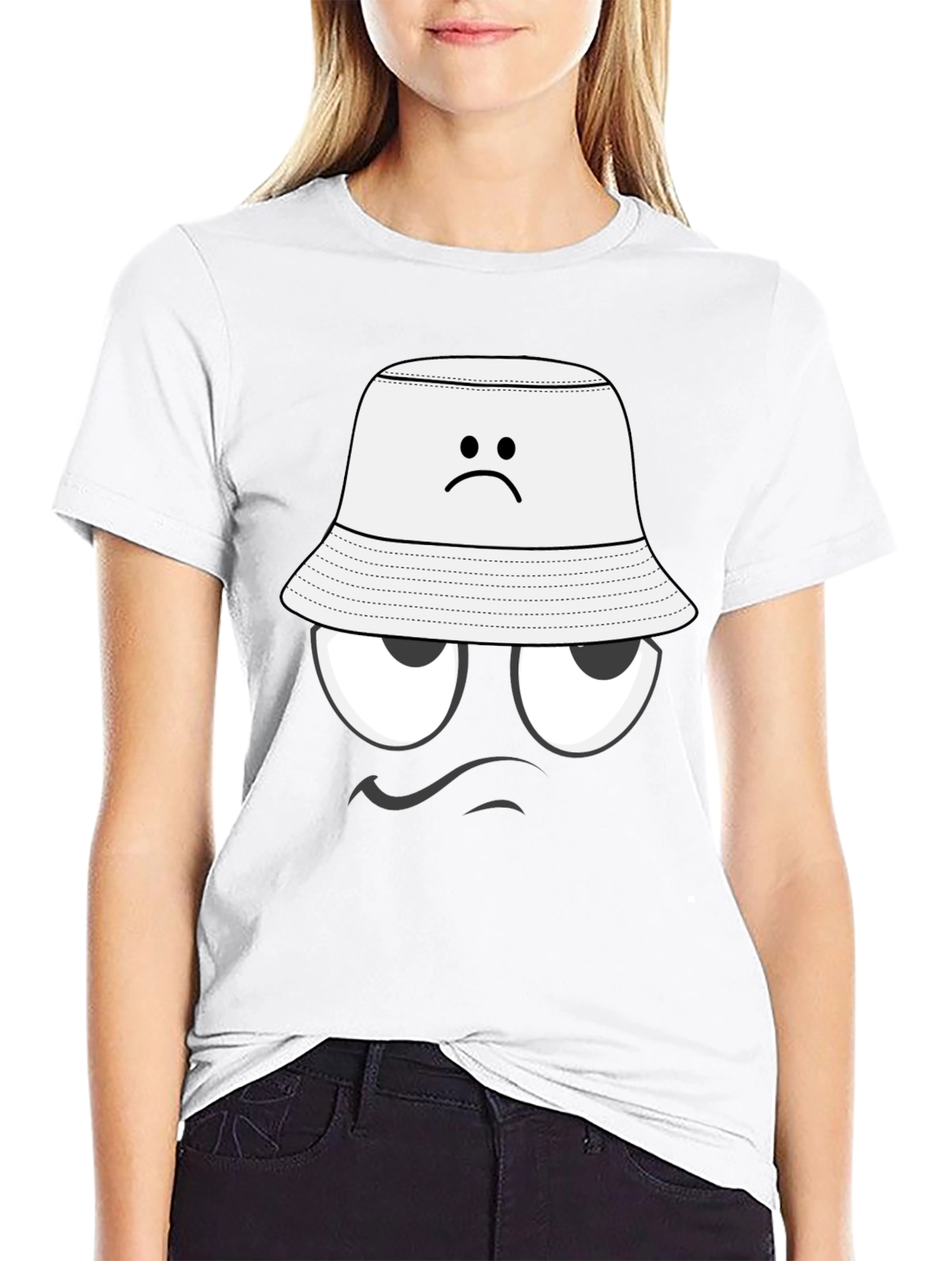 Black Humorous Grumpy Face T-Shirt view 9