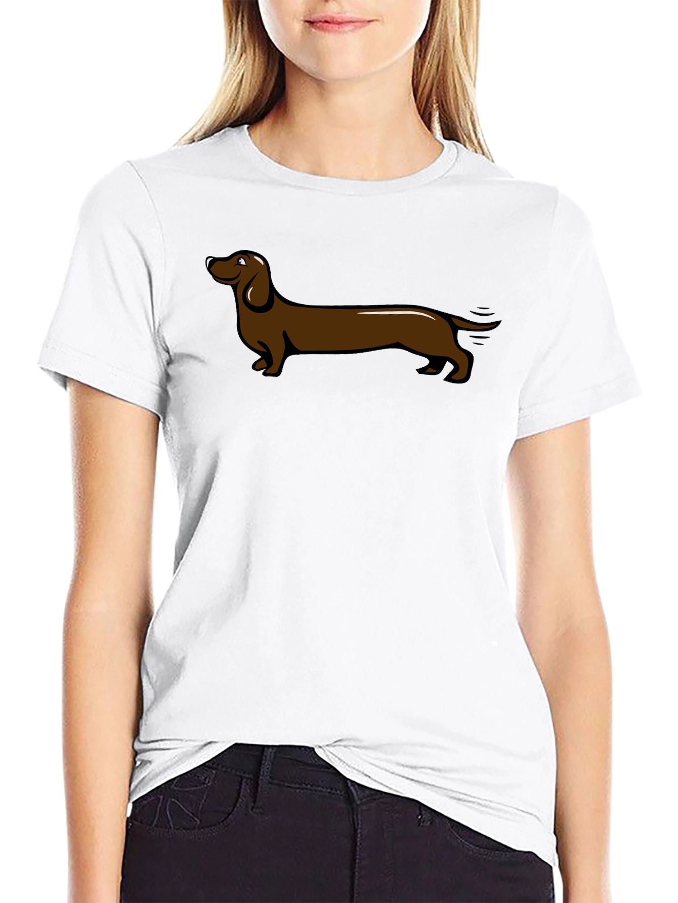 Black Dachshund Graphic T-Shirt - Black Crew Neck view 9