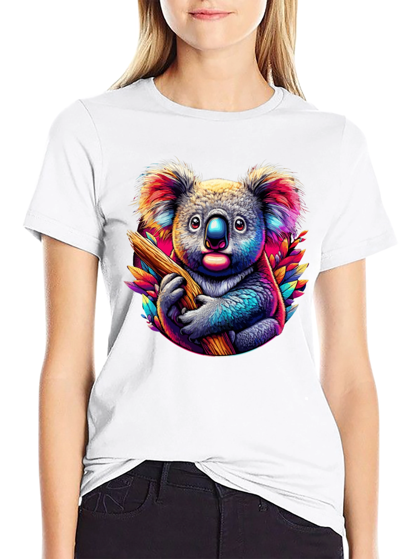 Black Koala Bear Graphic T-Shirt - Vibrant Colors view 9
