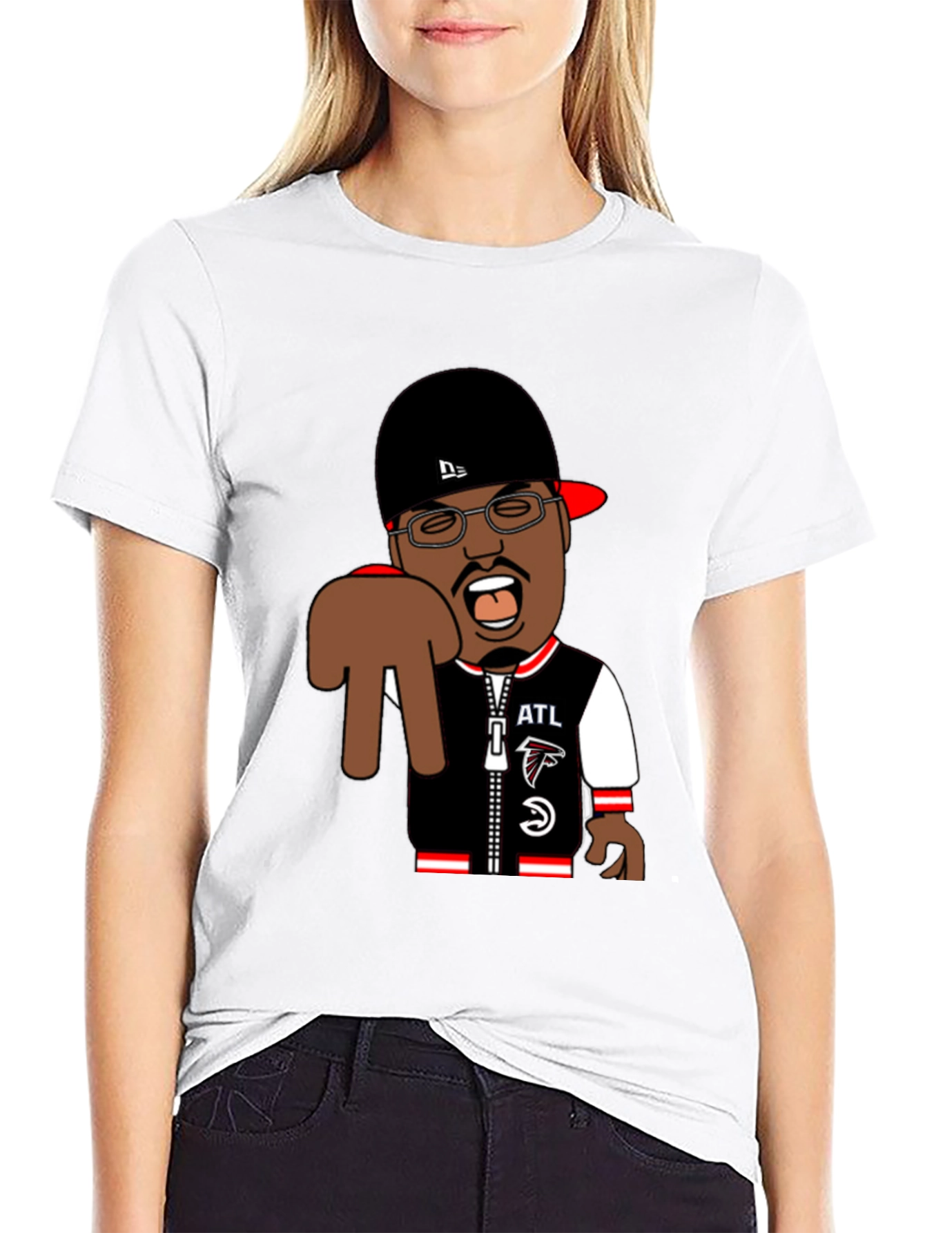 Black Cartoon Character Atlanta Falcons T-Shirt view 9