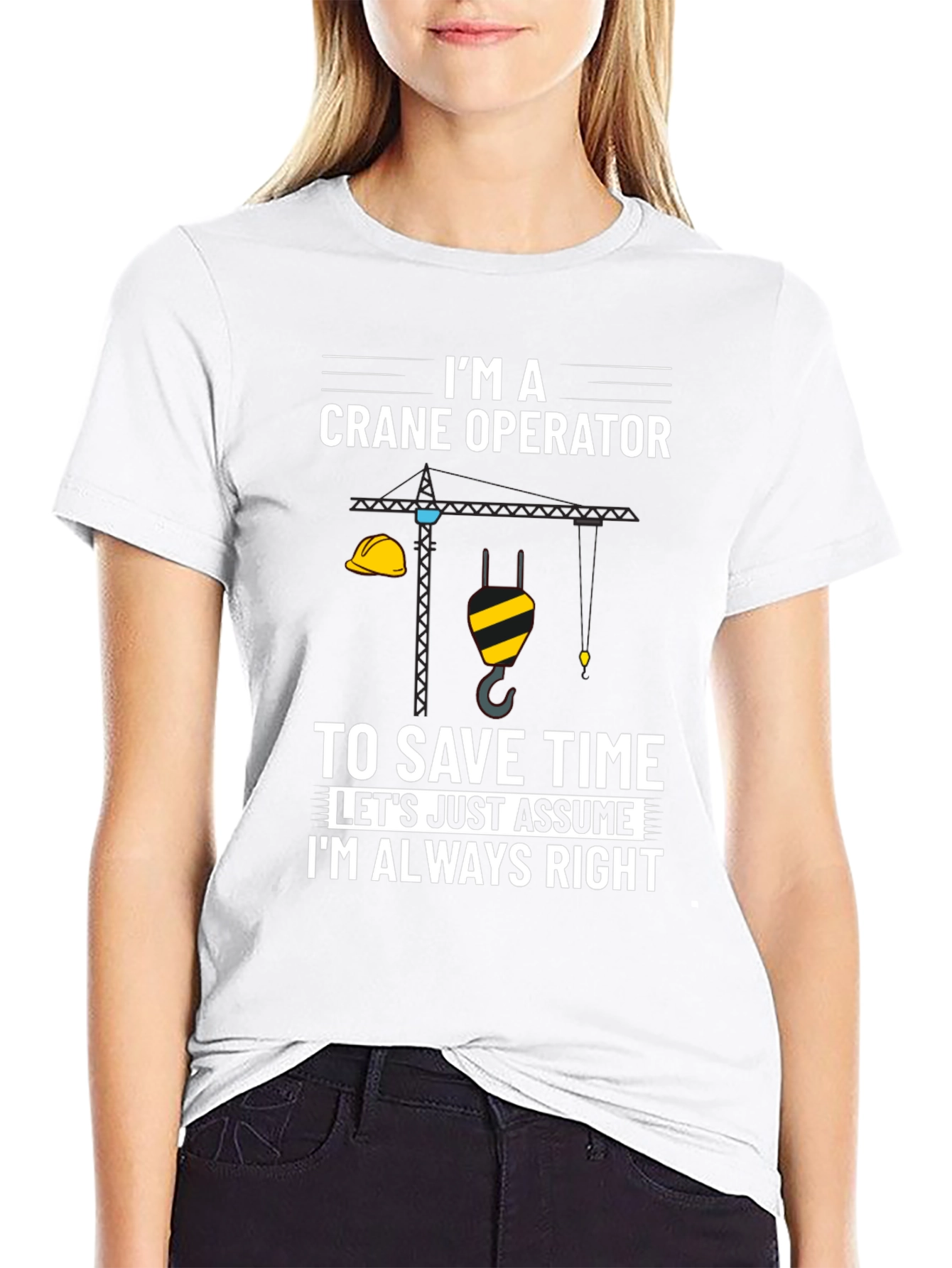 Black Crane Operator Always Right Graphic Tee view 9