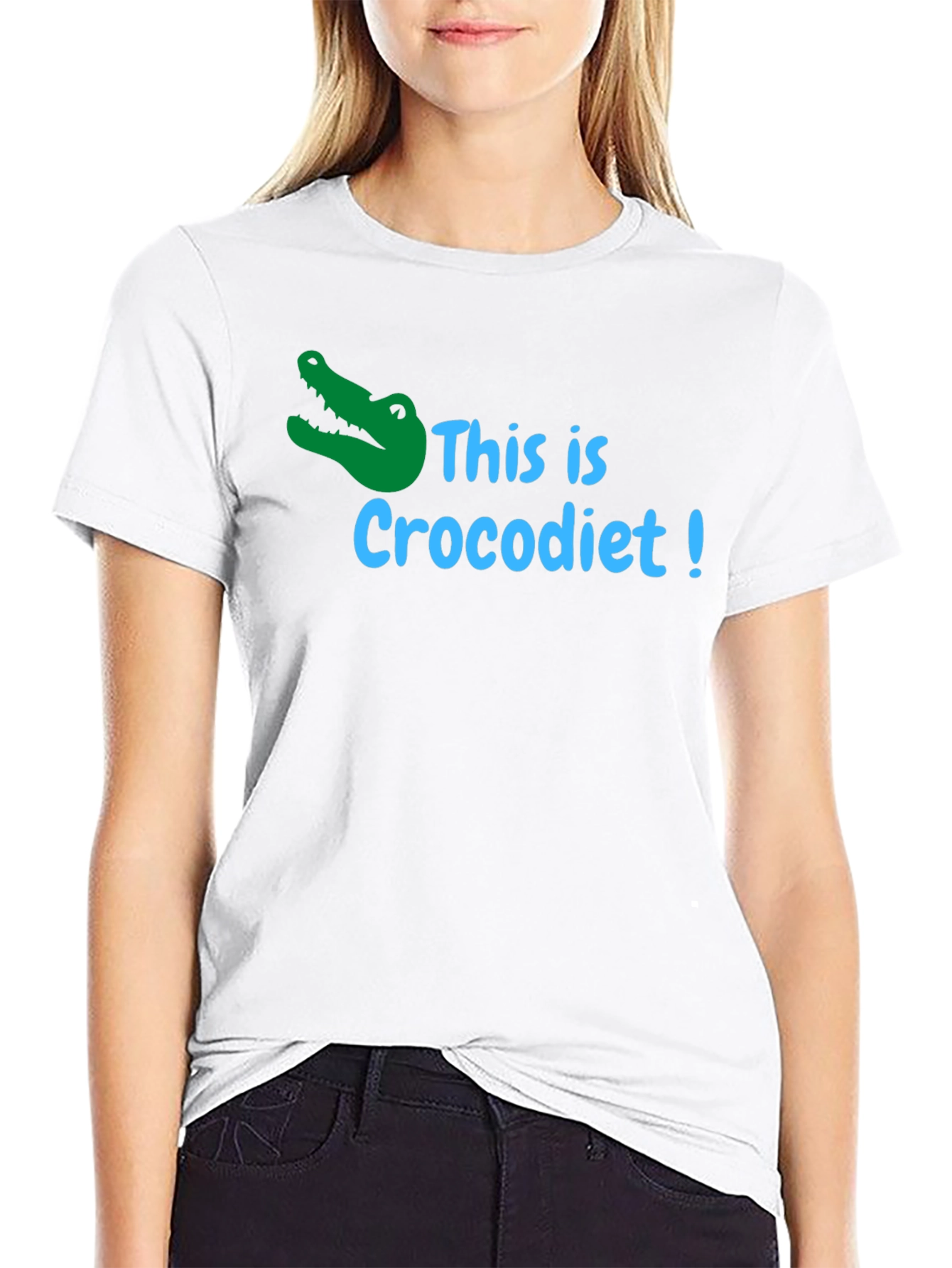 Black Crocodiet Funny T-Shirt - Black Cotton Tee view 9