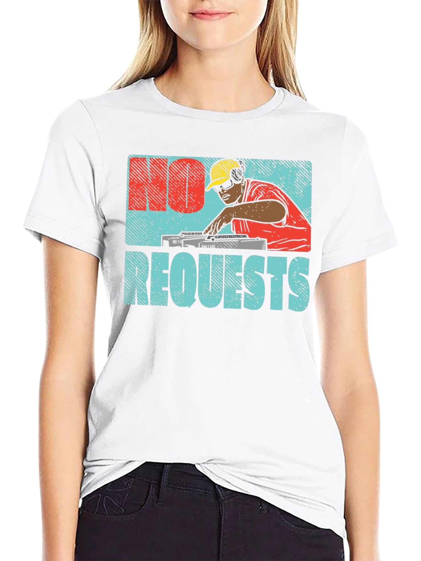 Black No Requests Graphic DJ T-Shirt view 9