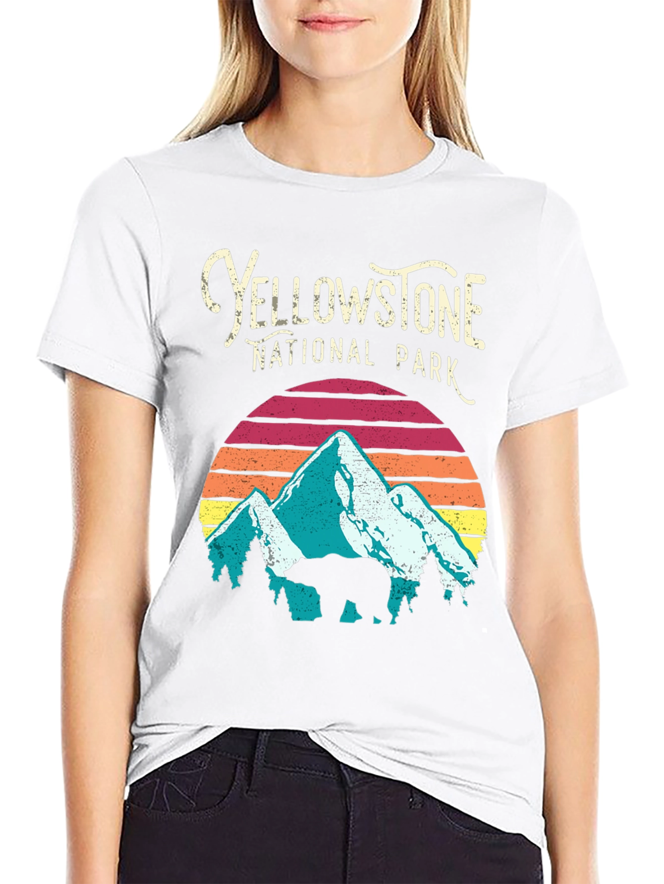 Black Yellowstone National Park Bear Graphic T-Shirt view 9
