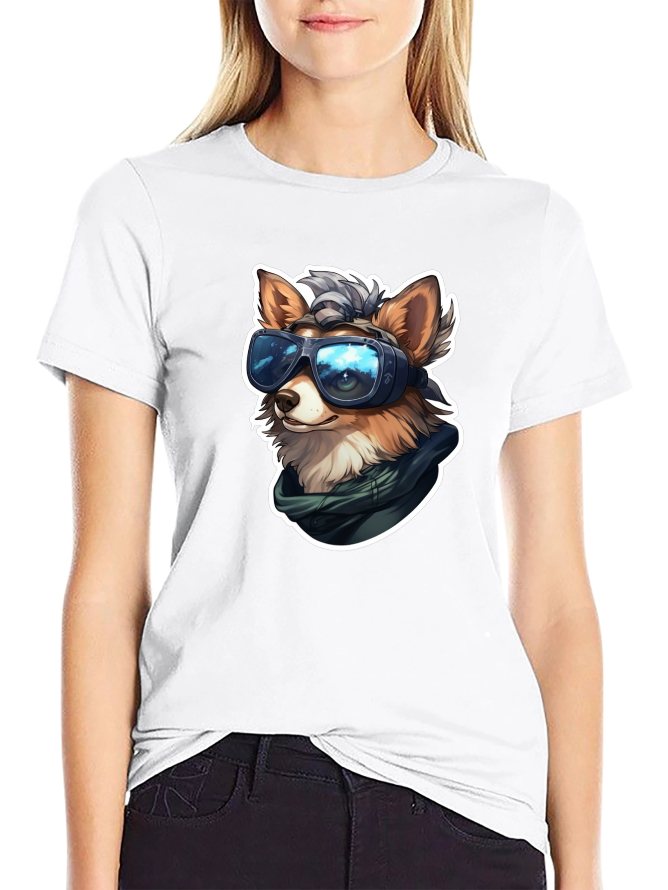 Black Stylish Dog VR Headset Black T-Shirt view 9