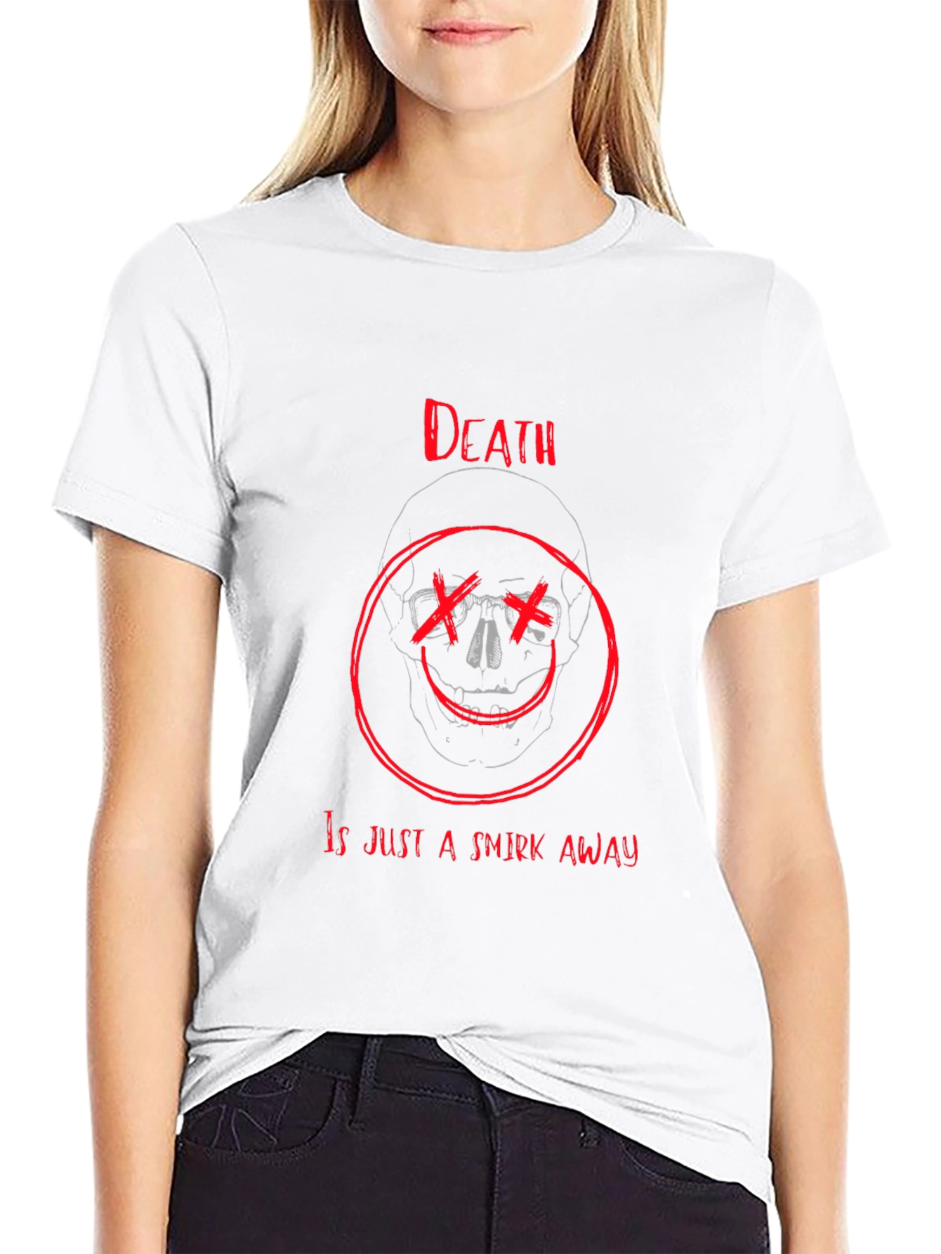 Black Death's Smirk Graphic T-Shirt - Black Crew Neck view 9