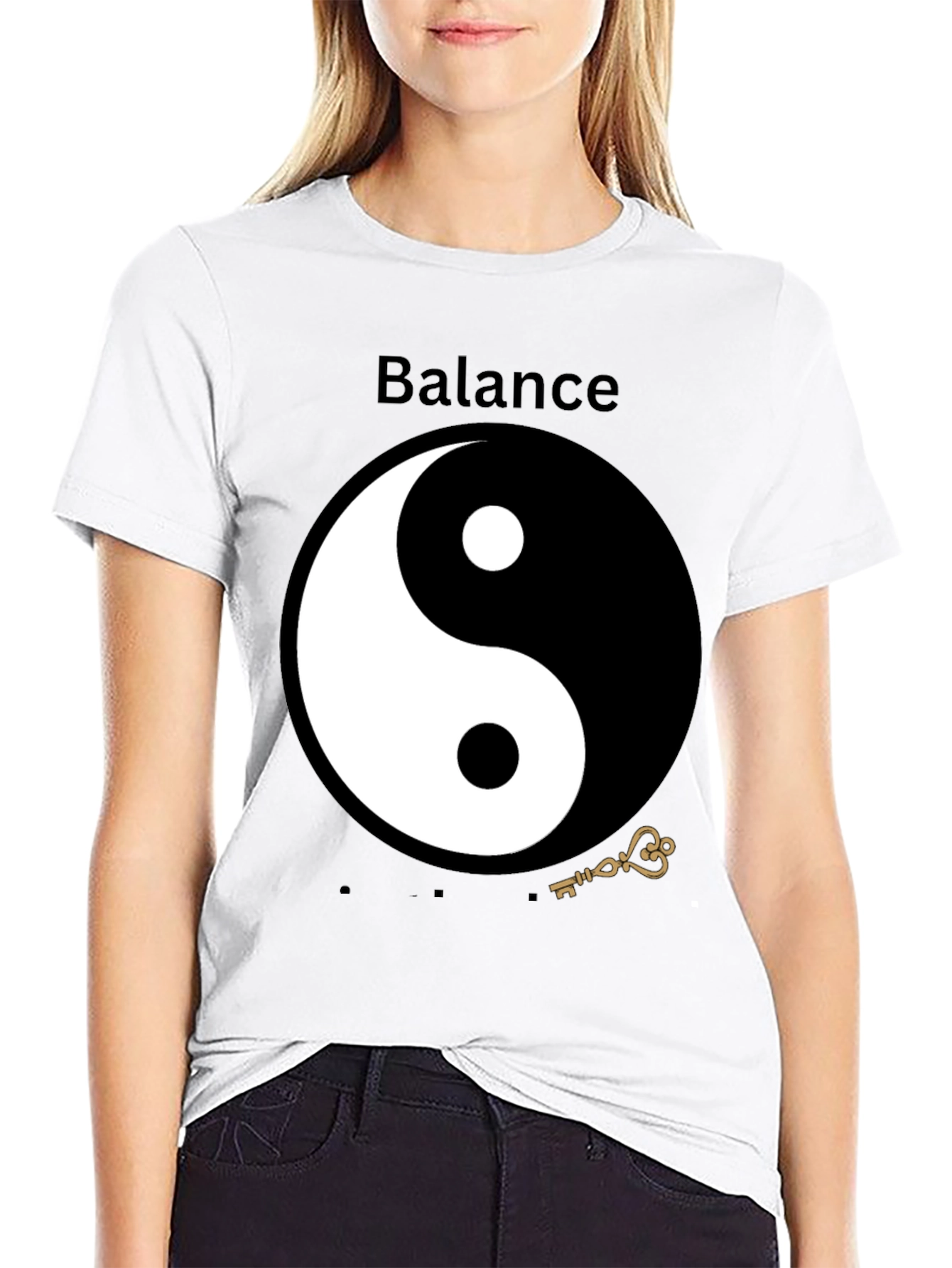 Black Yin Yang Balance Graphic Tee - Black T-Shirt view 9