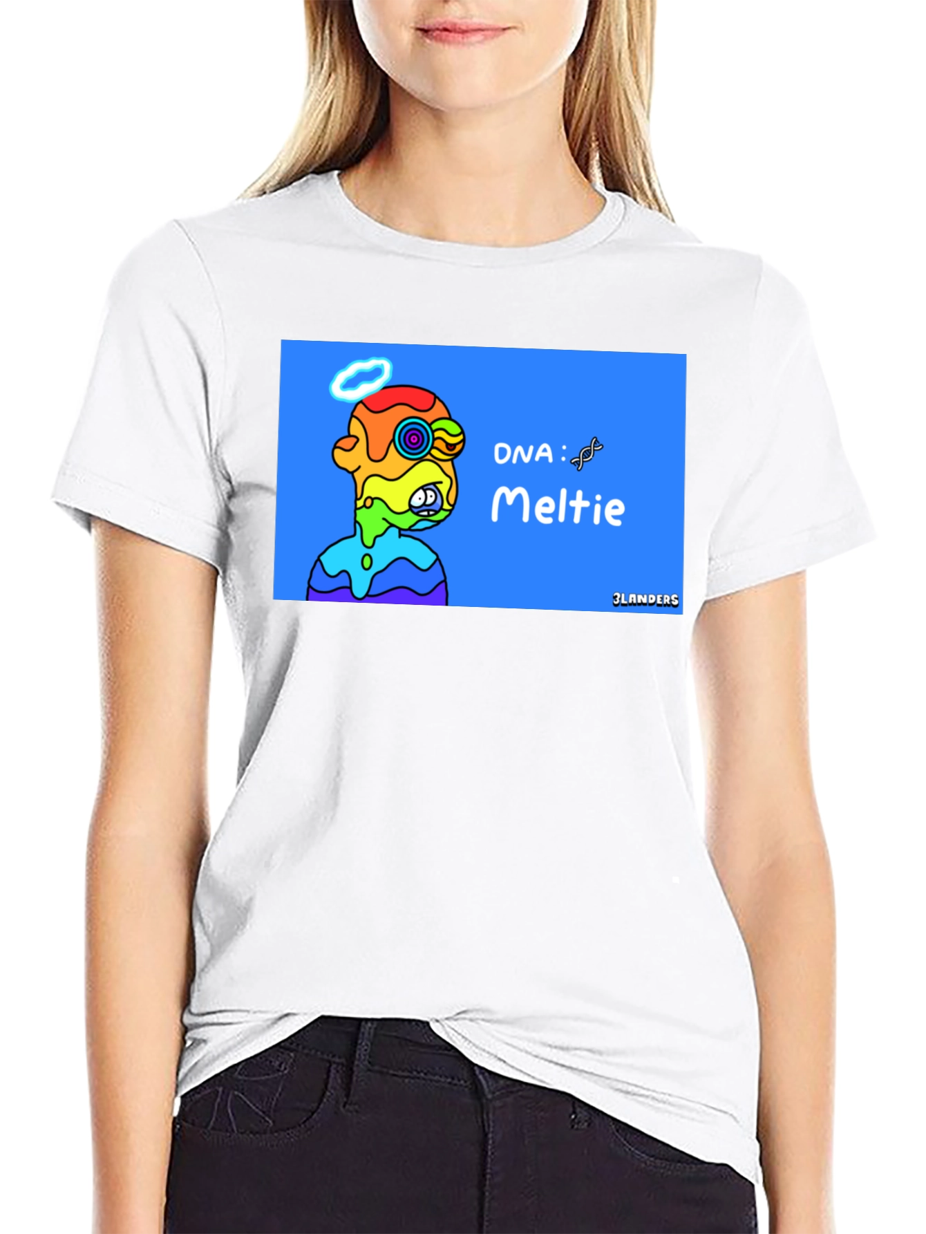 Black Melting Rainbow Character Graphic Tee - Cool Unique Design view 9