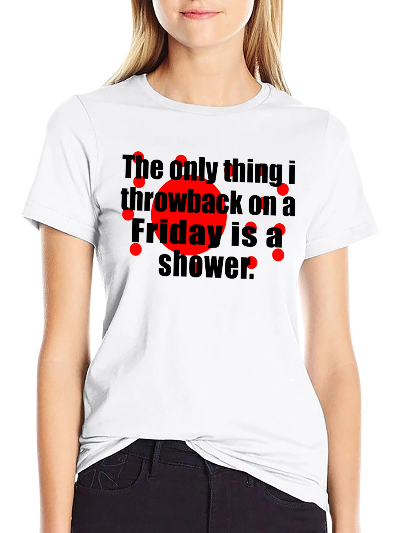 Black Funny Friday Shower Throwback T-Shirt view 9