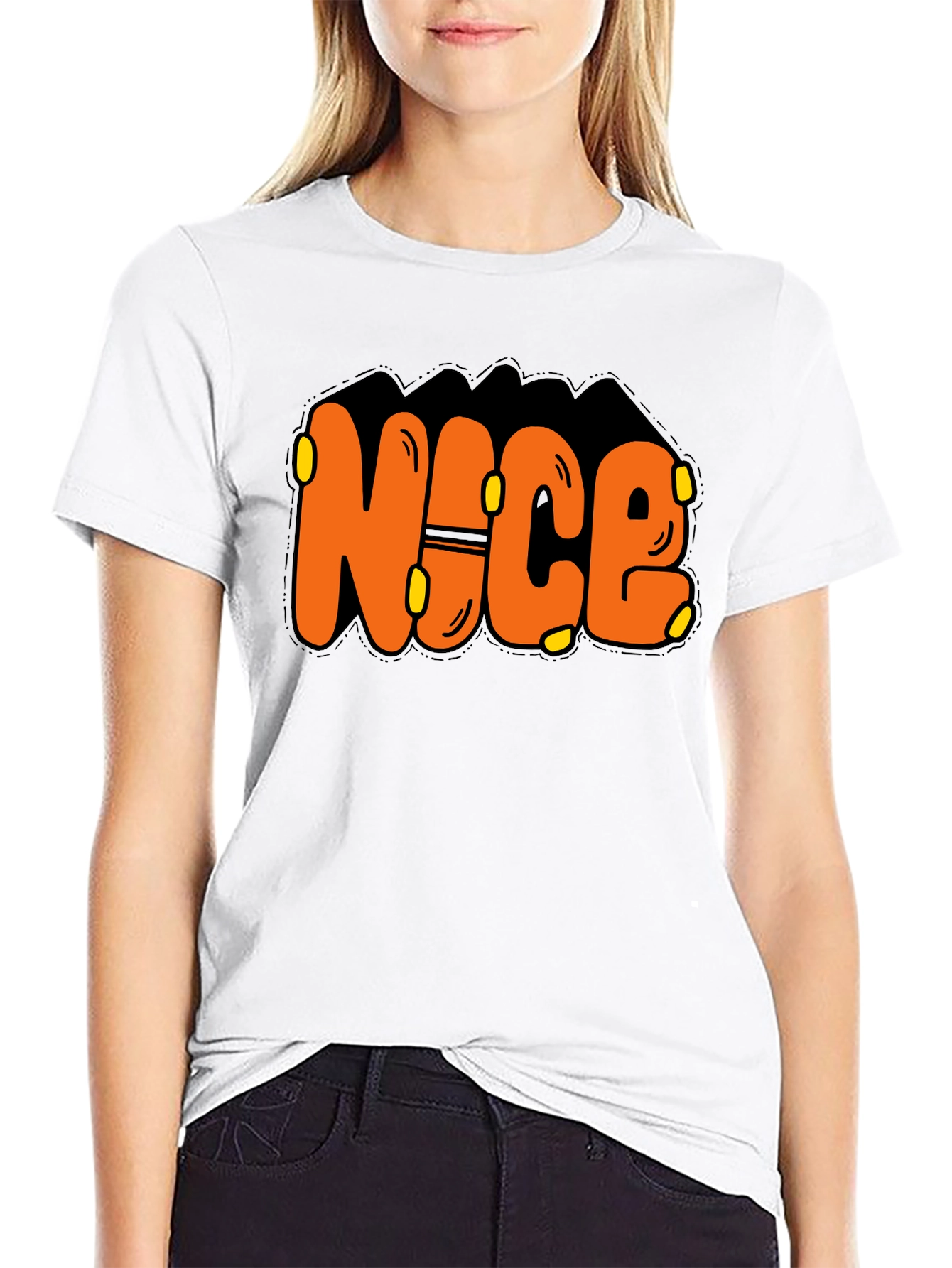 Black Nice Graphic Print T-Shirt view 9
