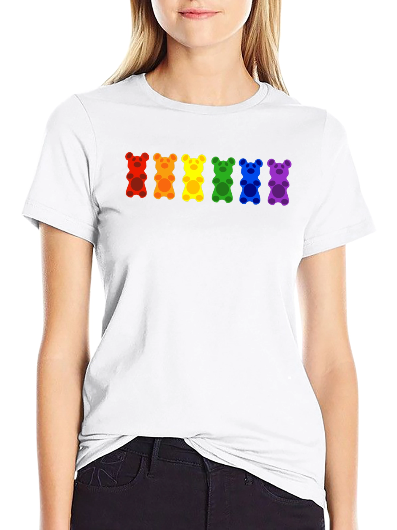 Black Rainbow Gummy Bear Pride T-Shirt view 9