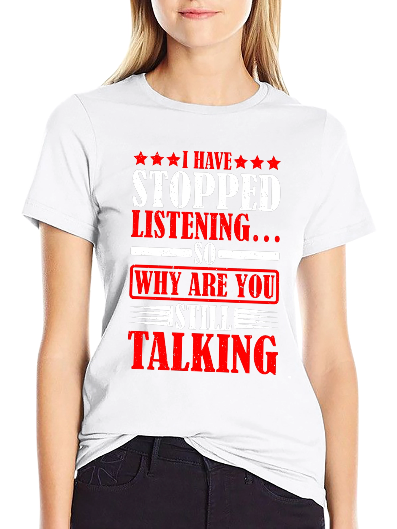 Black Funny Sarcastic Graphic T-Shirt - Why Are You Still Talking? view 9