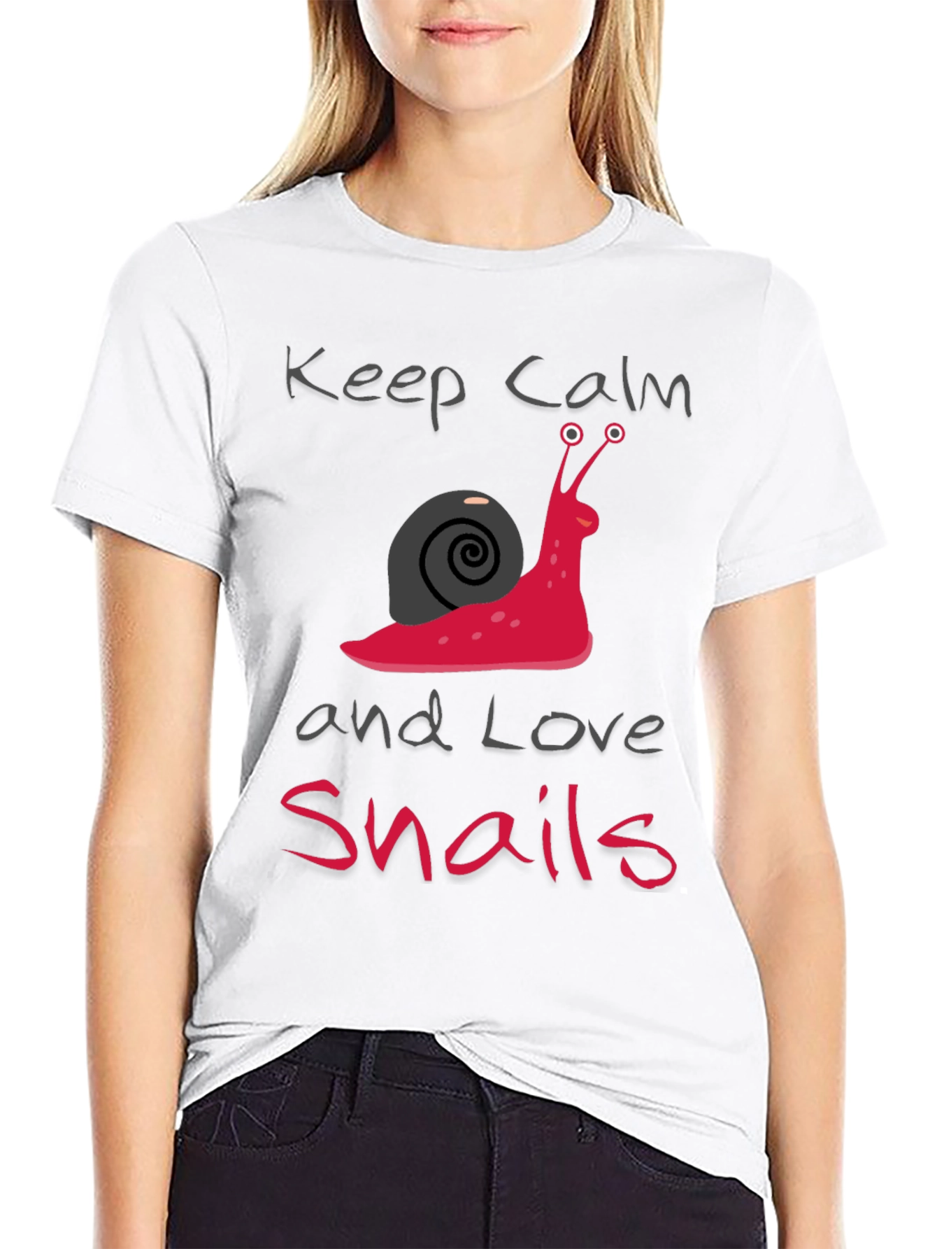 Black Keep Calm and Love Snails Black T-Shirt view 9