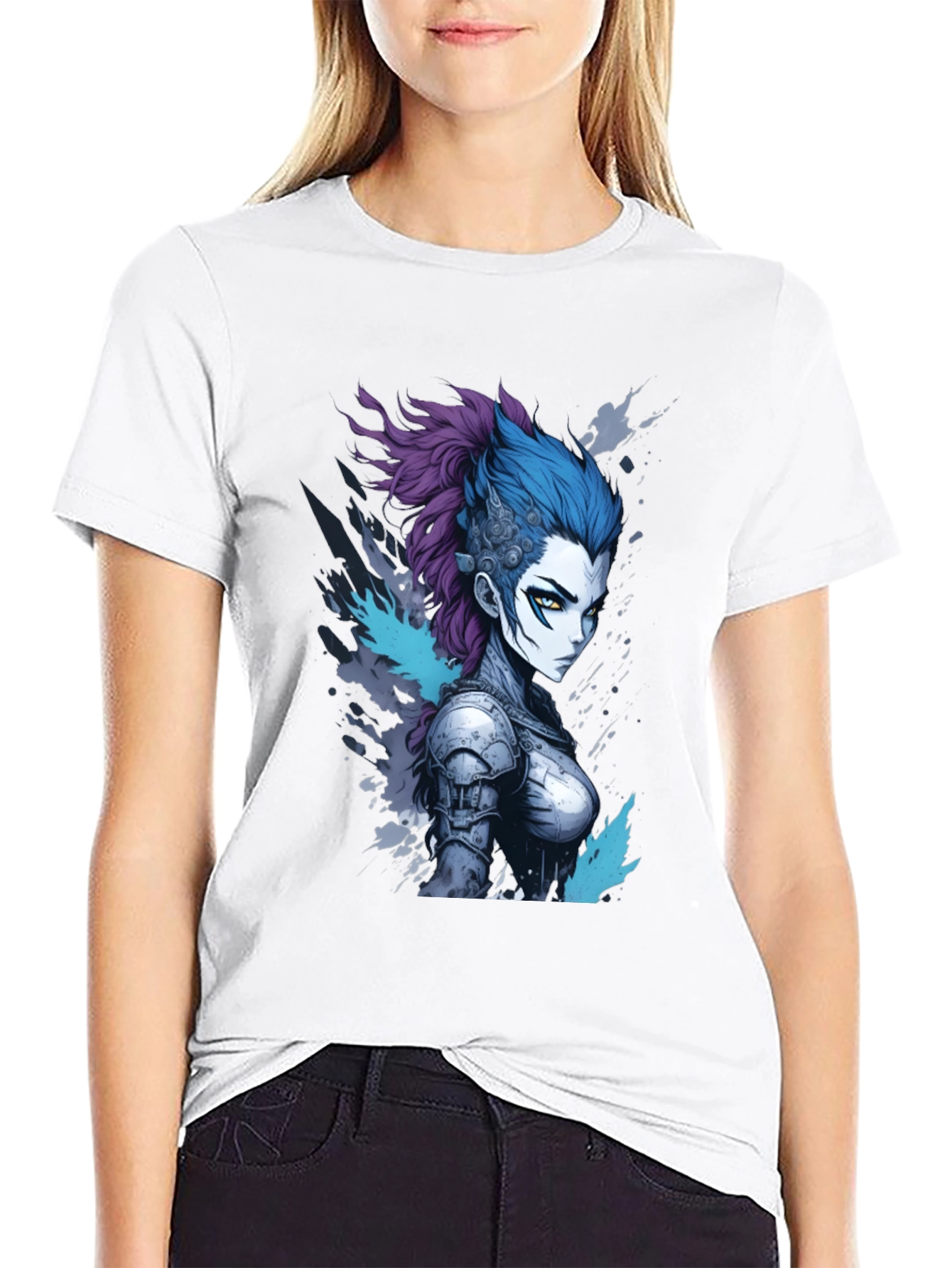 Black Anime Warrior Graphic Tee - Cool Design view 9
