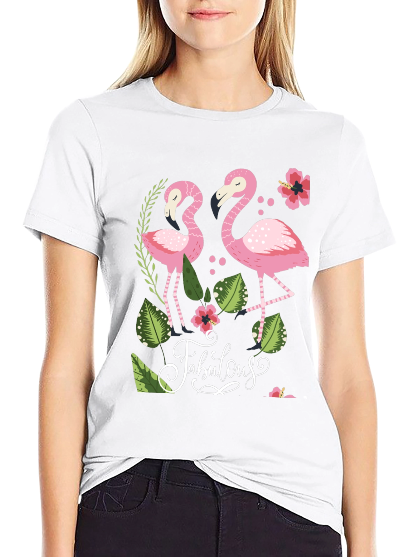 Black Fabulous Flamingo Graphic T-Shirt view 9